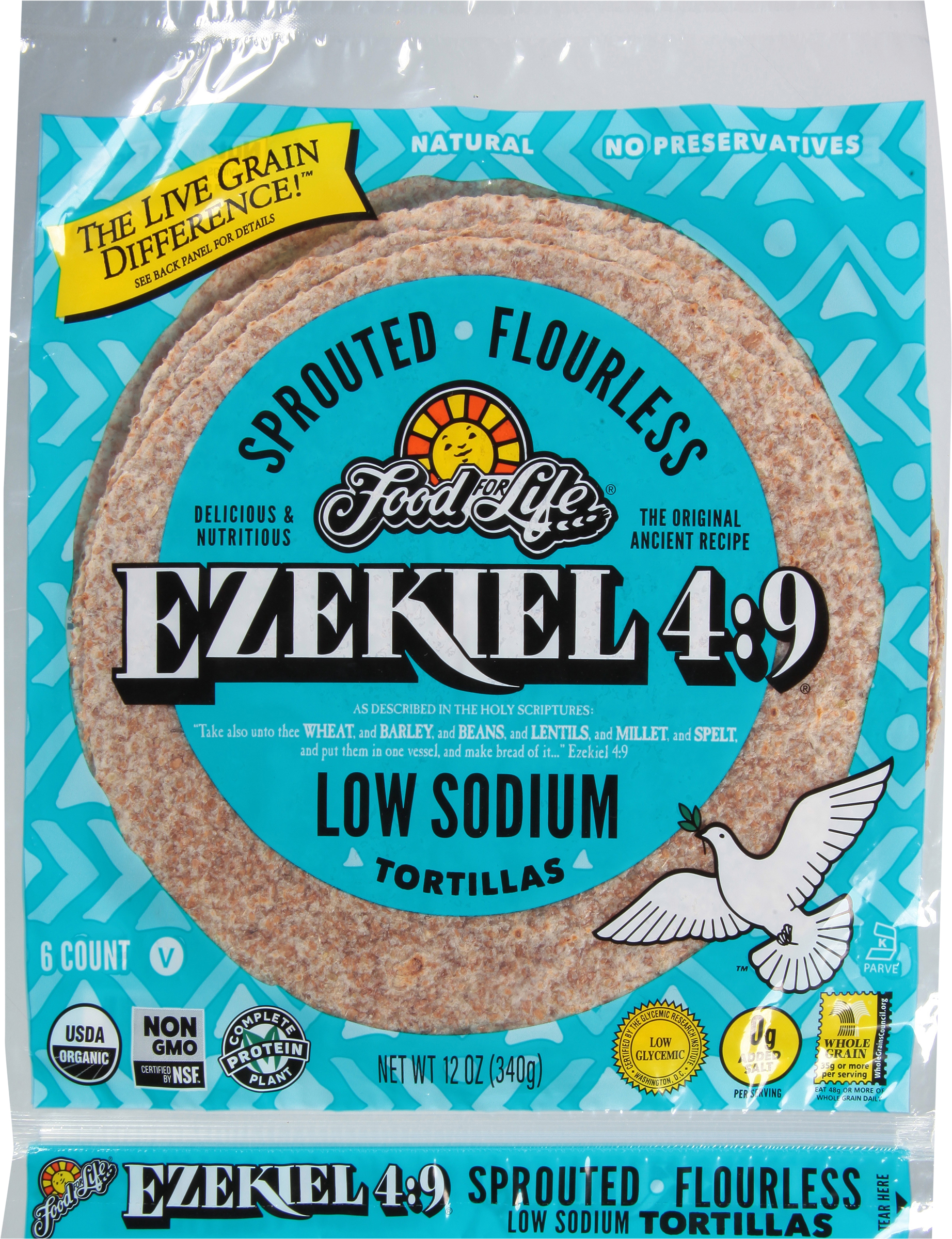 Tortillas, Sprouted Flourless, Low Sodium