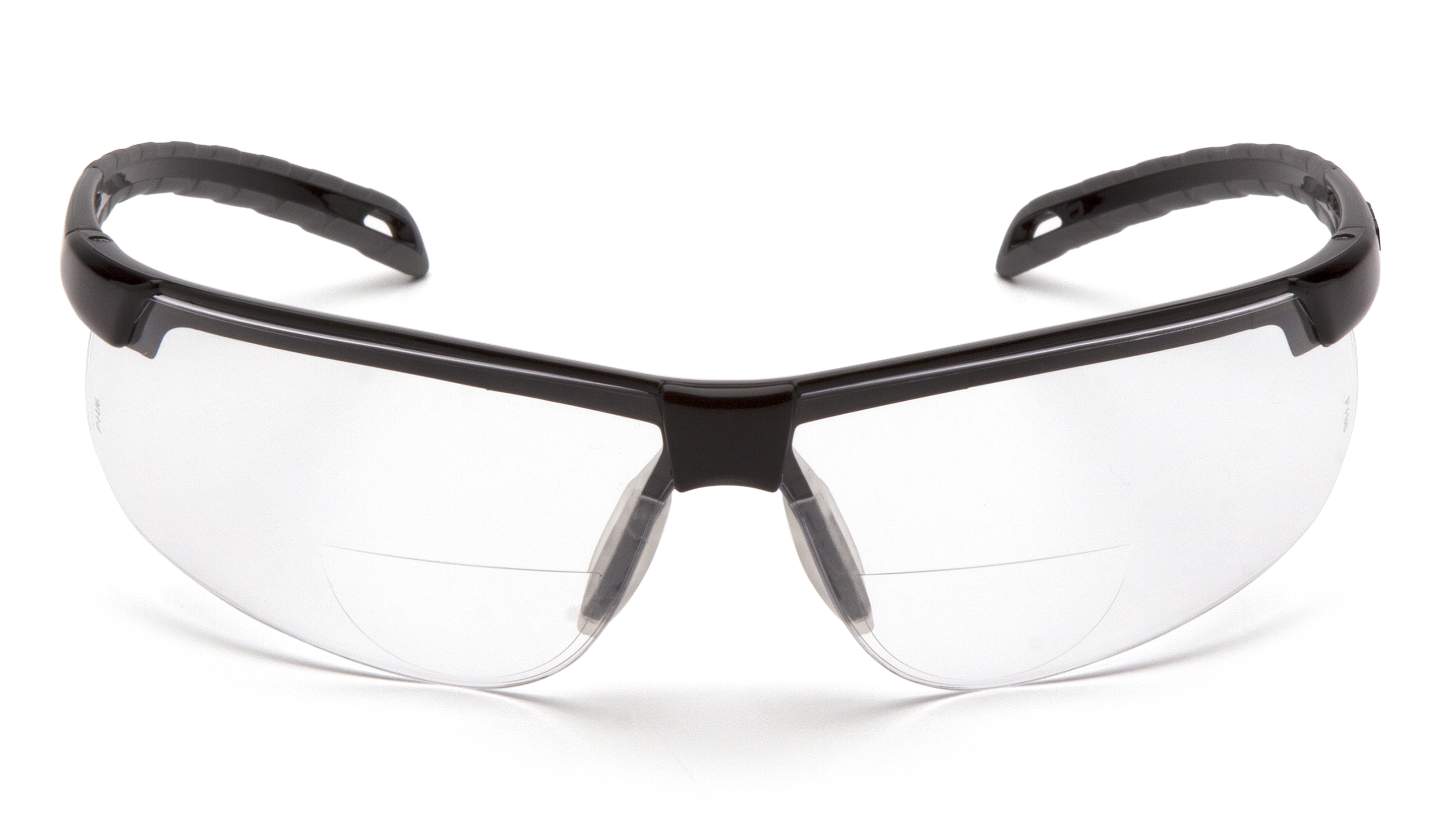 White Cap Pyramex Black Frame Gray Lens Plus 2.5 Ever Lite Reader Safety Glasses