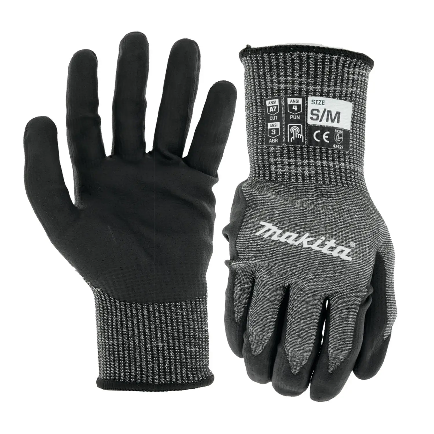 Makita Sm/Med Advanced Fitknit Cut Level 7 Nitrile Coated Dipped Gloves