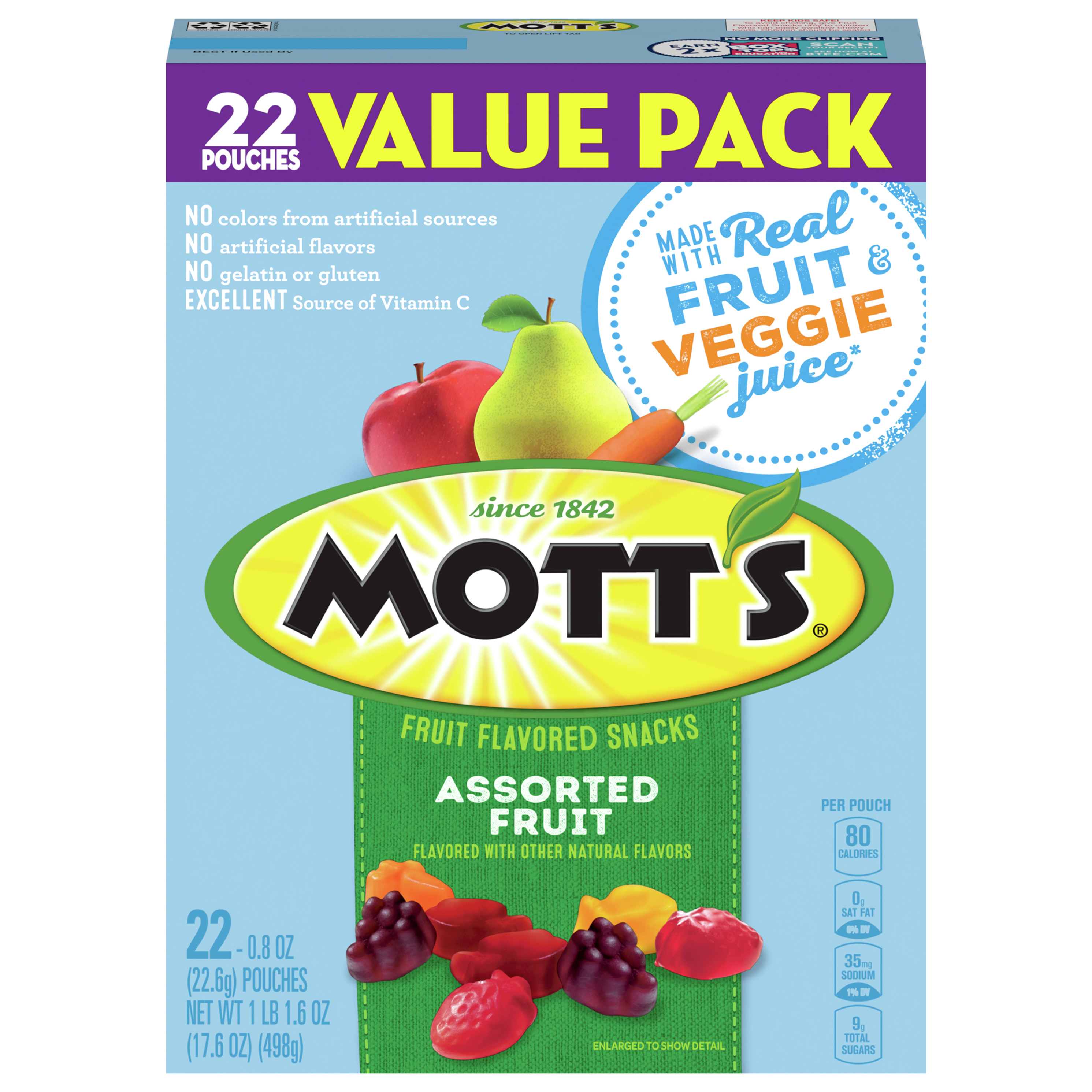 Fruit Flavored Snacks, Assorted Fruit, Value Pack