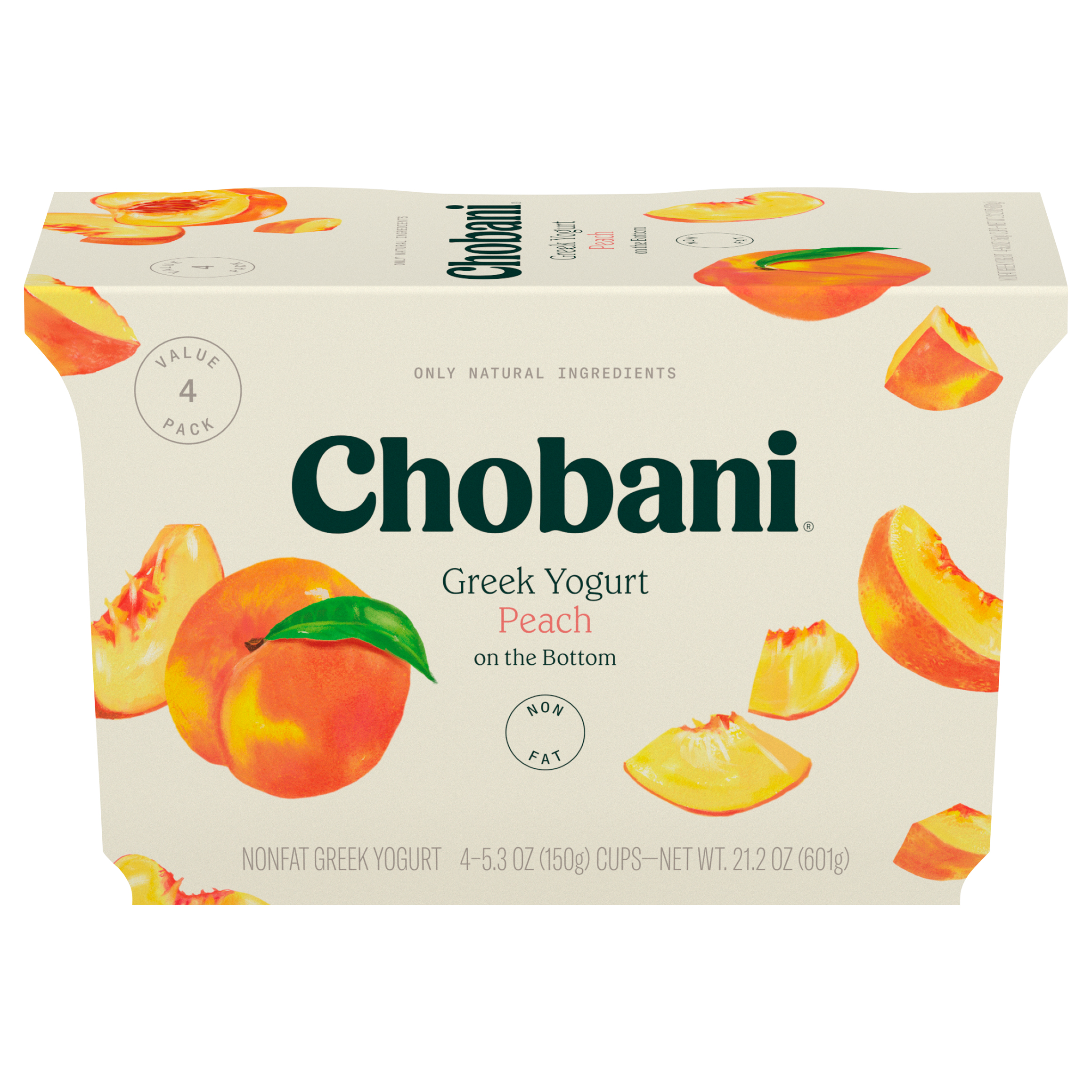 Yogurt, Greek, Nonfat, Peach on the Bottom, Value 4 Pack