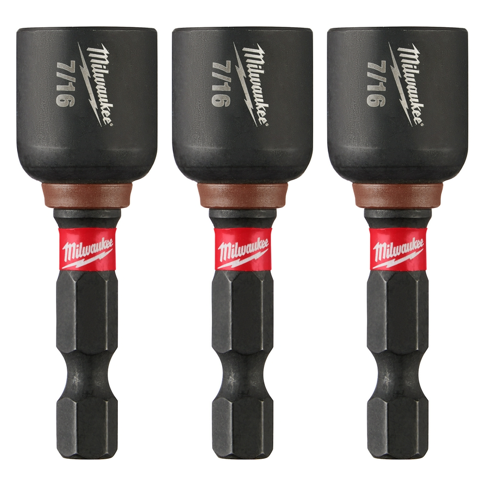 Milwaukee 3/Pk 7/16"X1-7/8" Shockwave Magnetic Nut Driver
