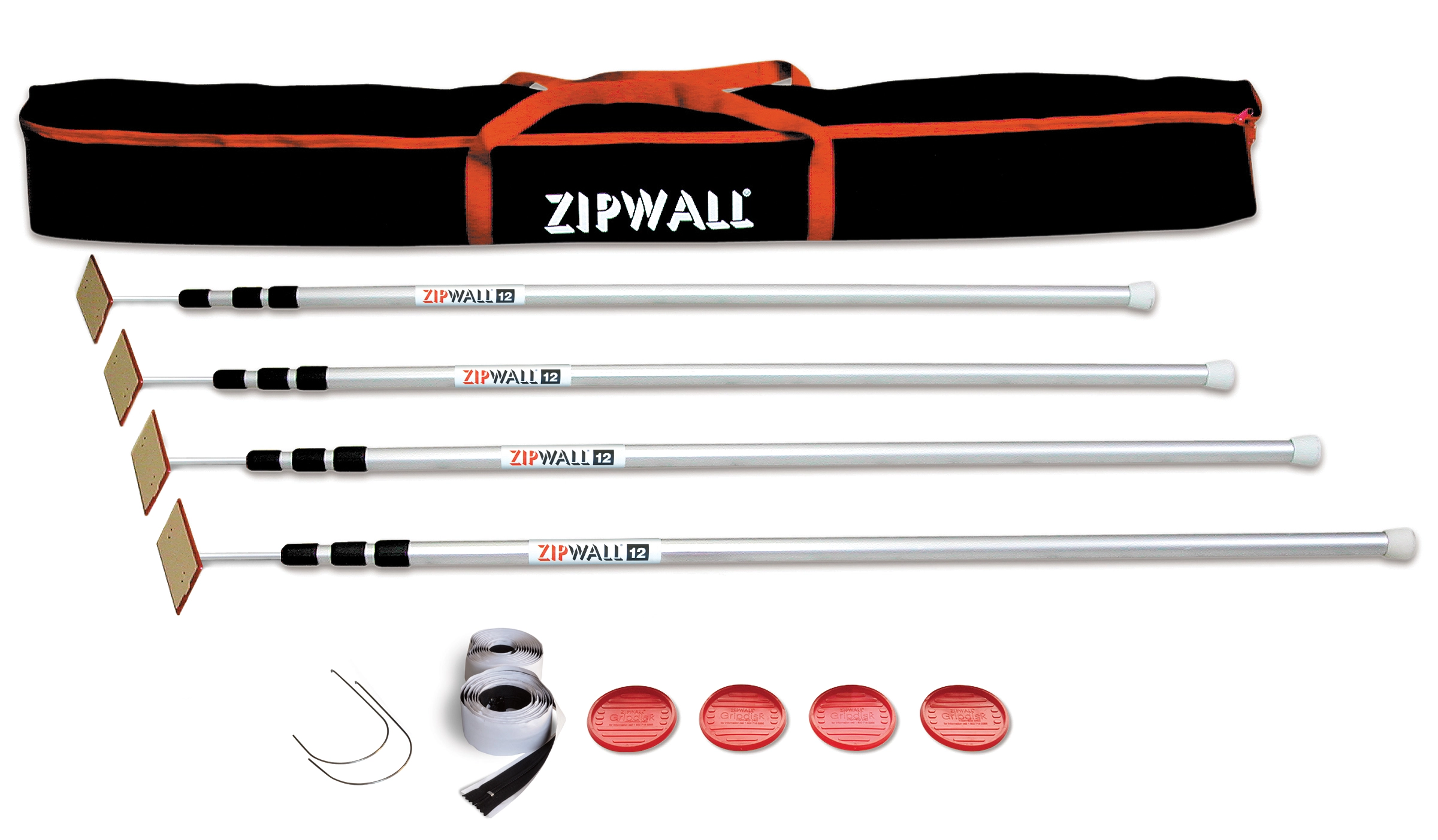 Zipwall 4' 7" to 12' Dust Barrier Kit SLP4 with Carry Bag