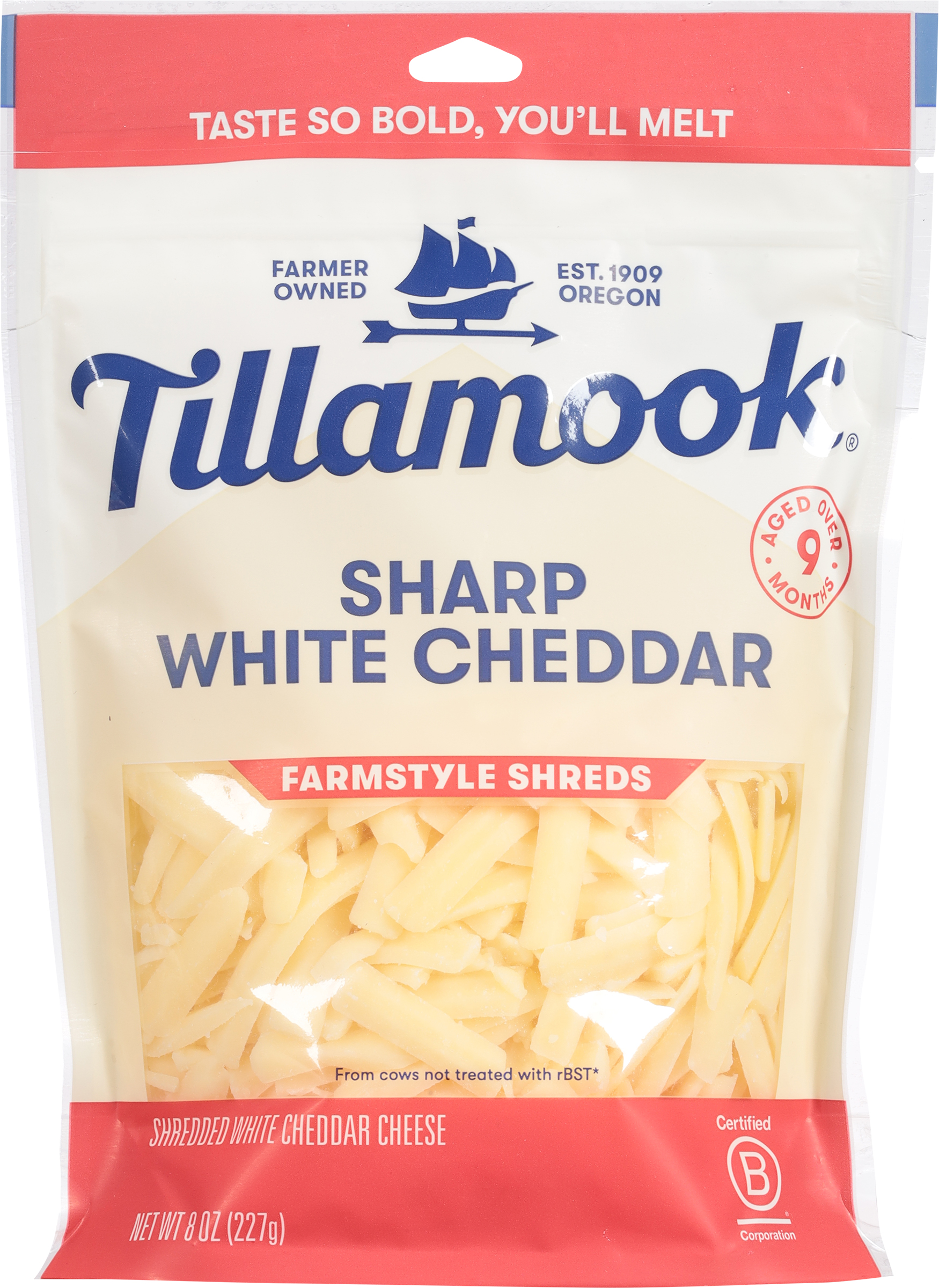 Shredded Cheese, Sharp White Cheddar, Farmstyle Shreds