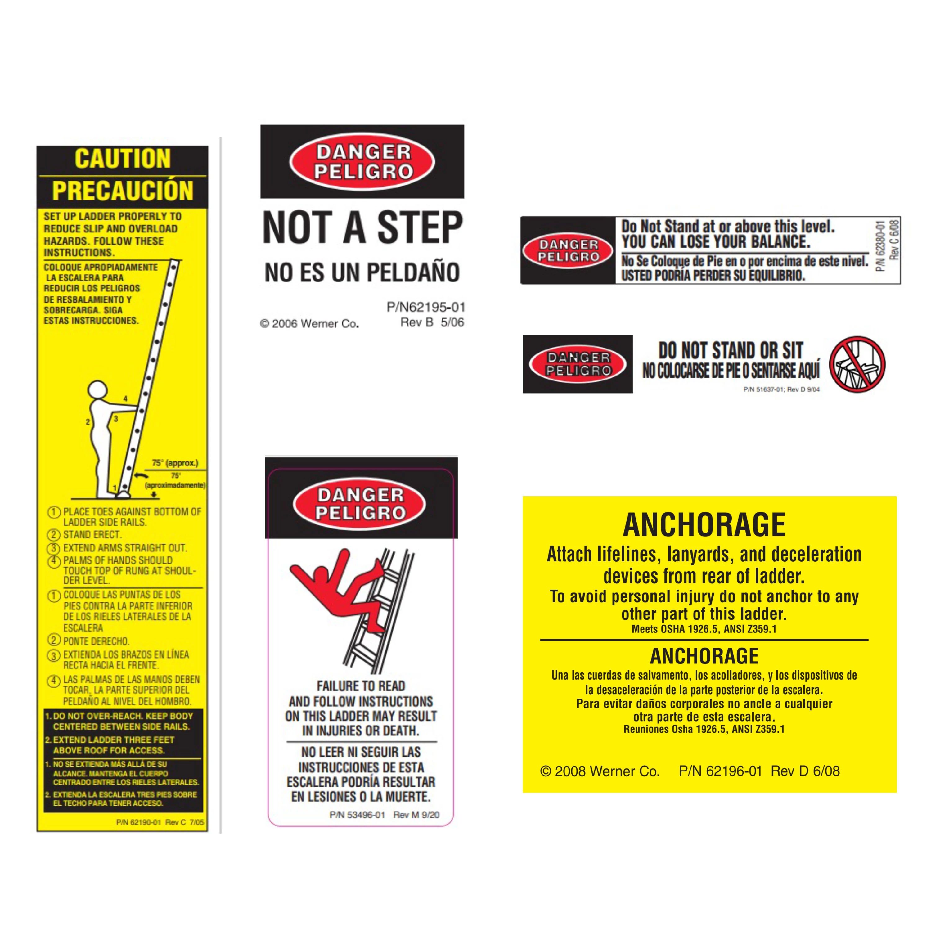 White Cap | FIBERGLASS POSTING LADDERS SAFETY LABELS