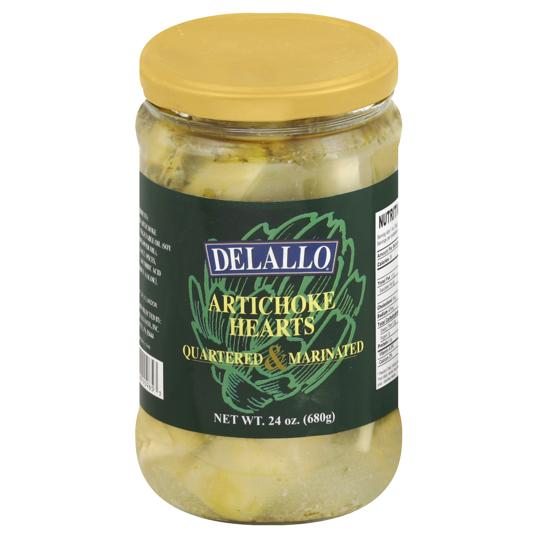 Delallo Artichoke Hearts 24 Oz