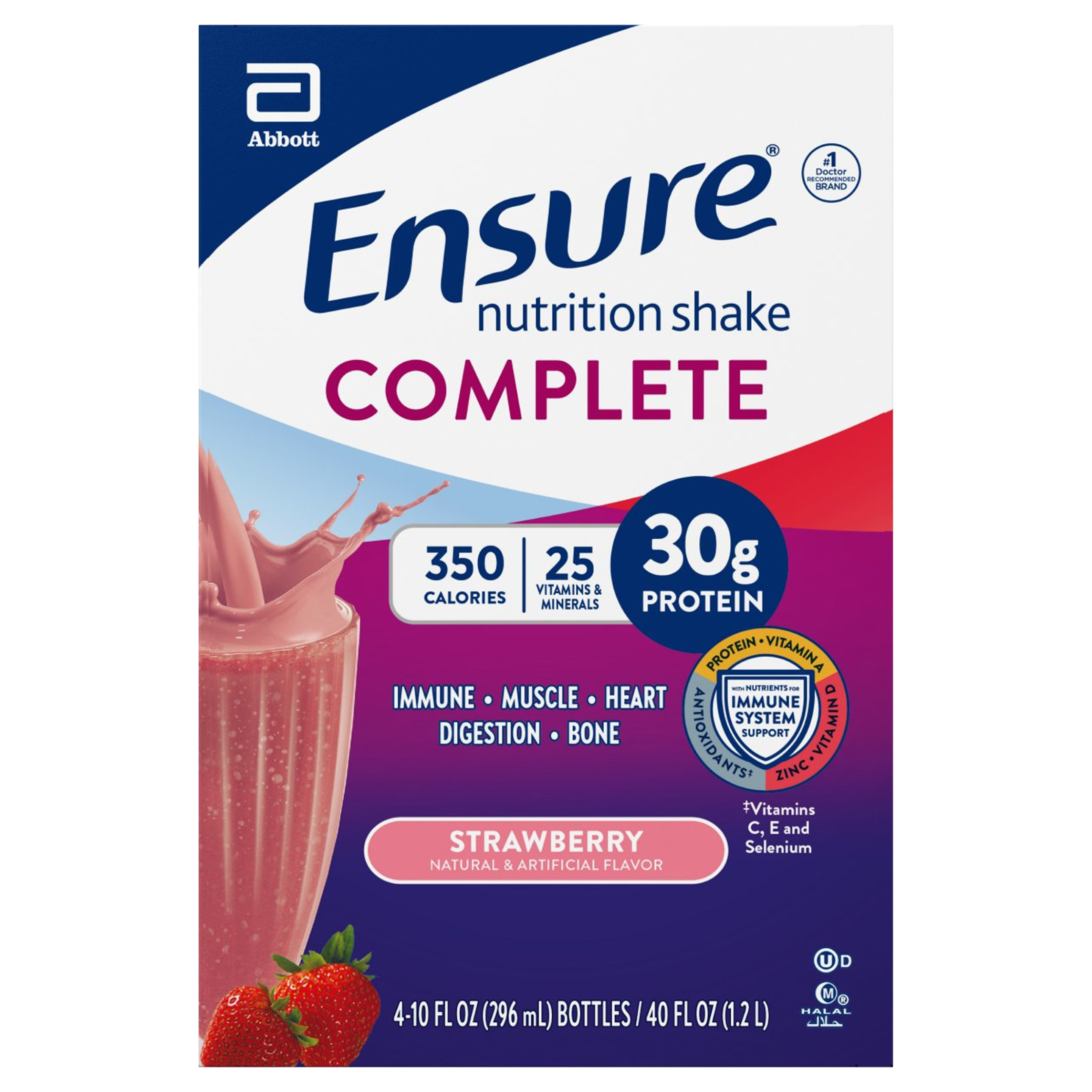 Ensure Complete 4 Pack Strawberry Nutrition Shake 4 10 Fl Oz Bottle 4 Ea Box