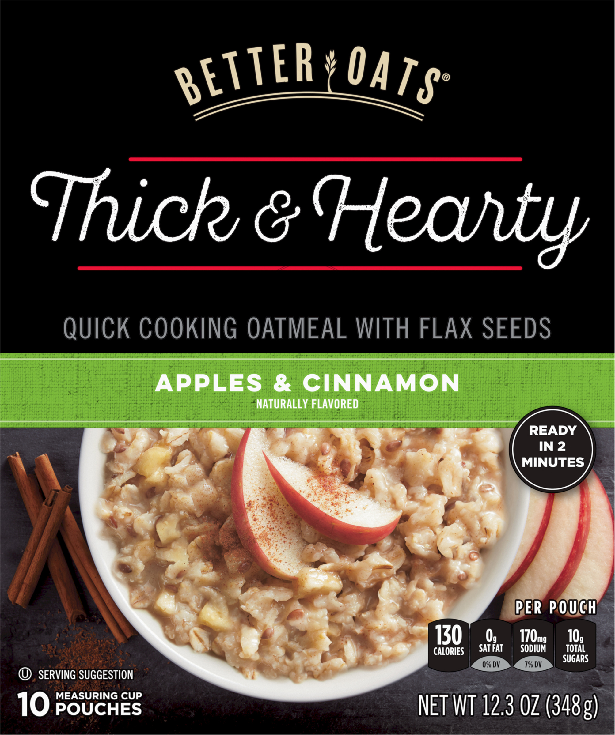 Oatmeal, Quick Cooking, Apples & Cinnamon, Thick & Hearty