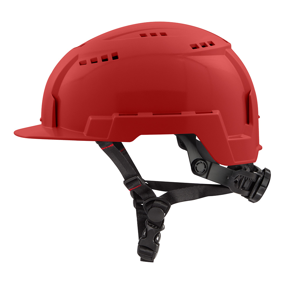 White Cap | Milwaukee Red Front Brim Vented Helmet W/ Bolt Class C