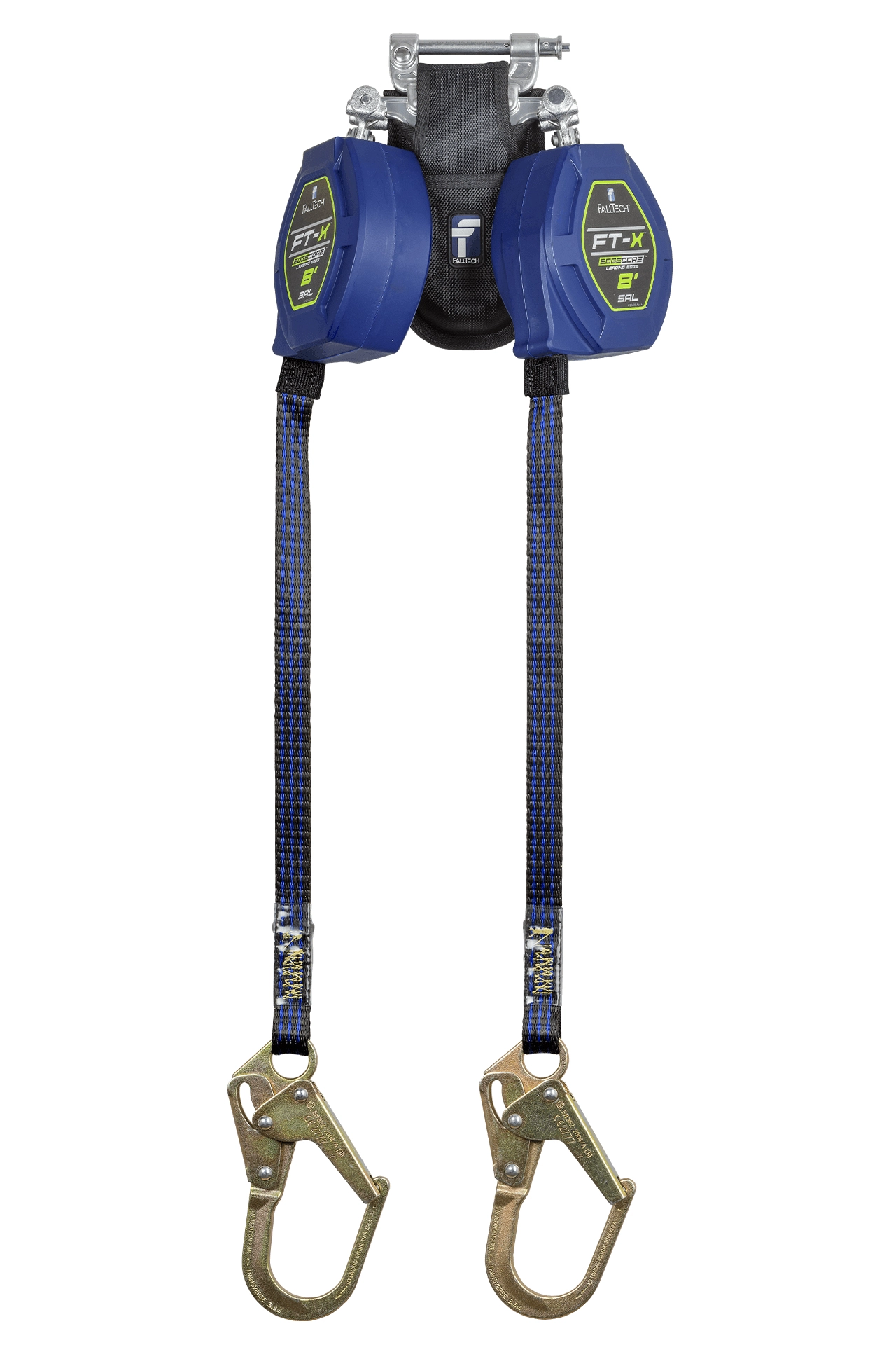 FallTech FT-X EdgeCore 8' Class 2 Twin-Leg Leading Edge Personal SRL-P with Steel Mini Rebar Hooks and SpeedLink
