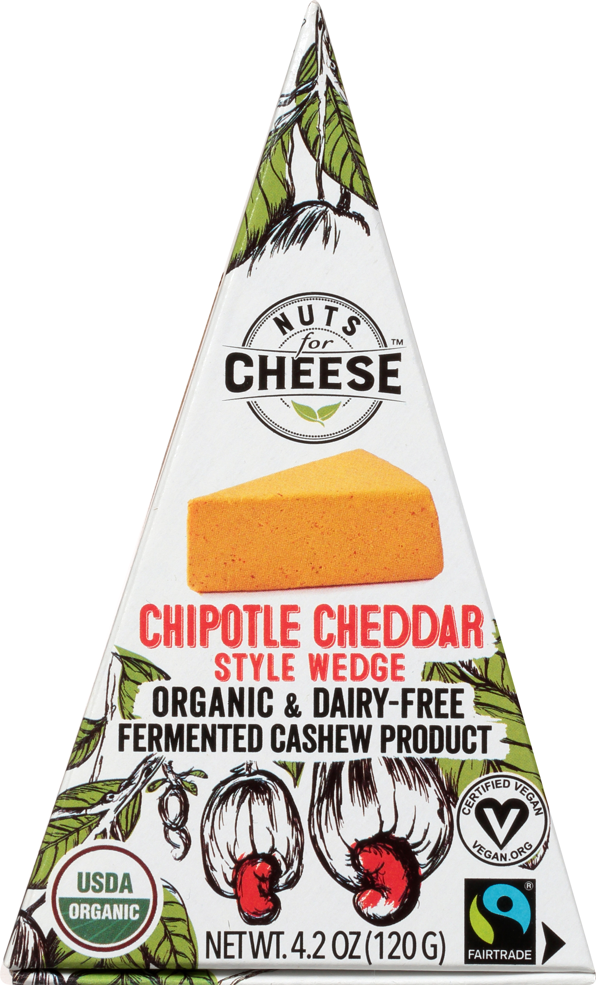 Fermented Cashew Product, Organic & Dairy-Free, Chipotle Cheddar, Style Wedge