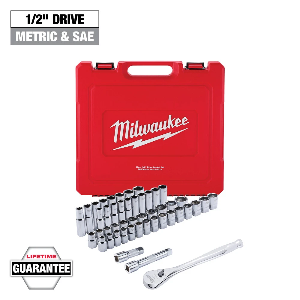 47 Pc 1/2" Socket Wrench Set (Sae Metric) Milwaukee