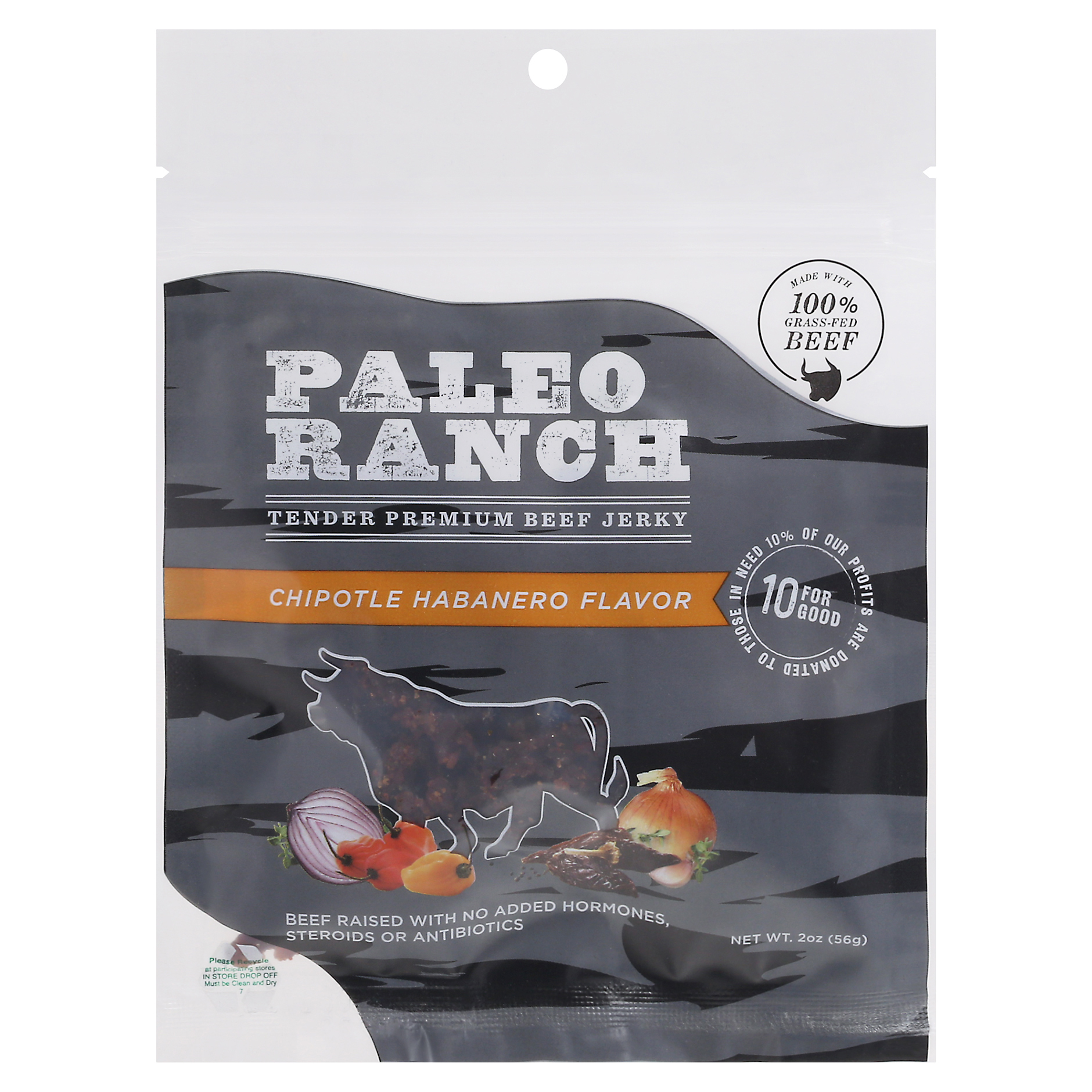 Paleo Ranch Tender Premium Chipotle Habanero Flavor Beef Jerky 2 Oz