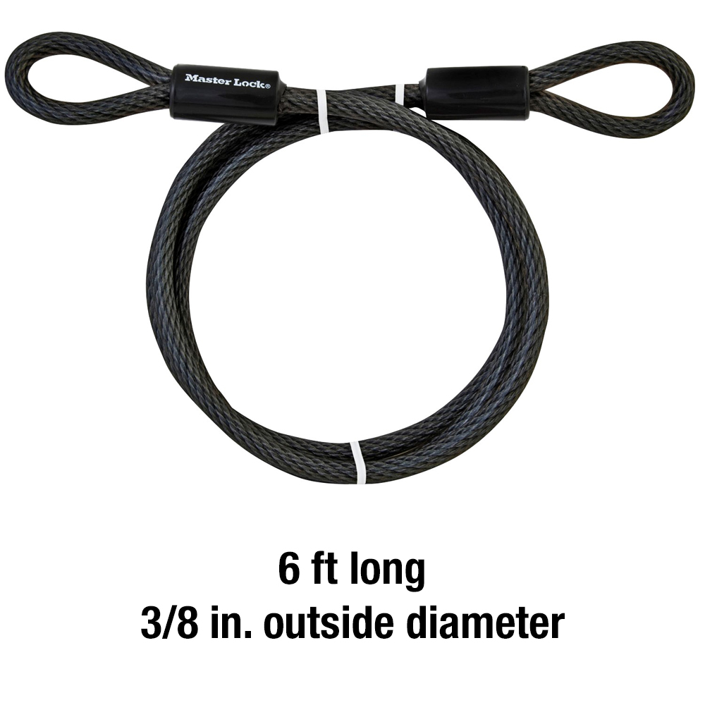 Master Lock 6-ft (1.8-m) Long x 0.38-in (10-mm) Diameter Looped End Cable