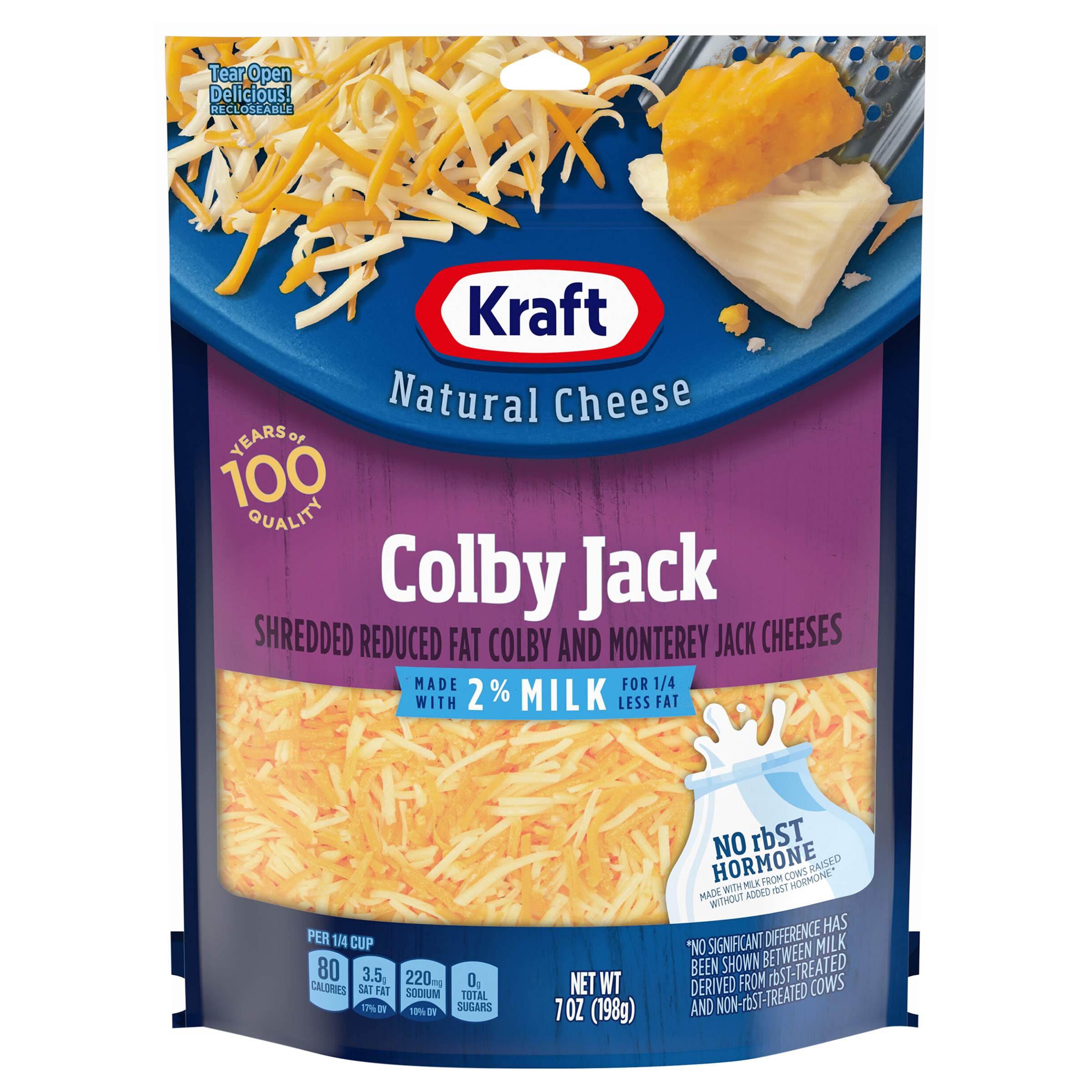 Shredded Cheese, Reduced Fat, Colby Jack