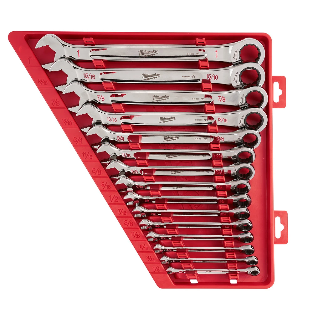 Milwaukee 15Pc Ratcheting Combination Wrench Set - Sae