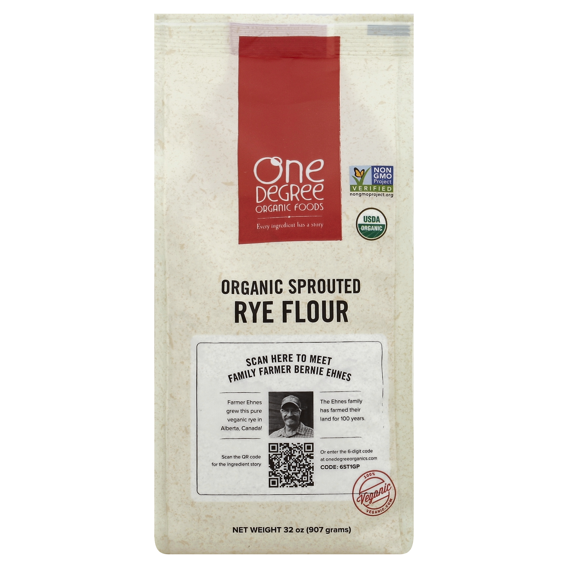 One Degree Organic Foods Rye Flour 32 Oz