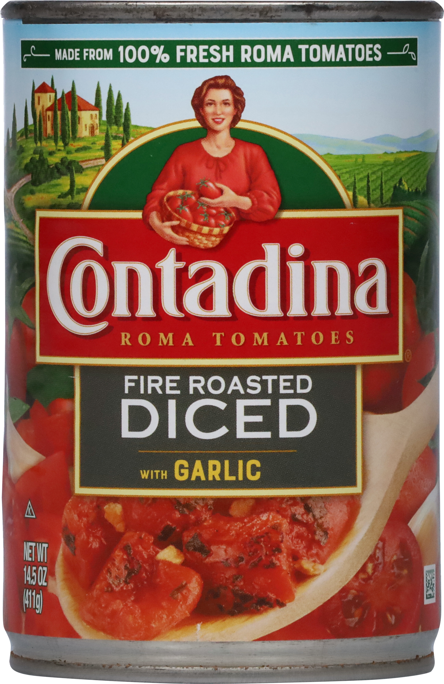 Roma Tomatoes, with Garlic, Diced, Fire Roasted