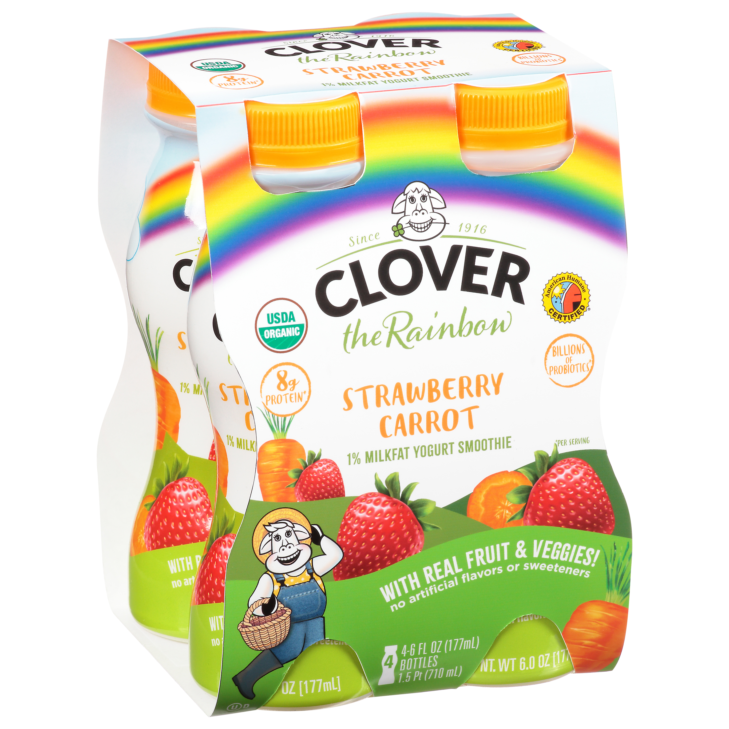 Clover Strawberry Carrot Yogurt Smoothie 4 Ea