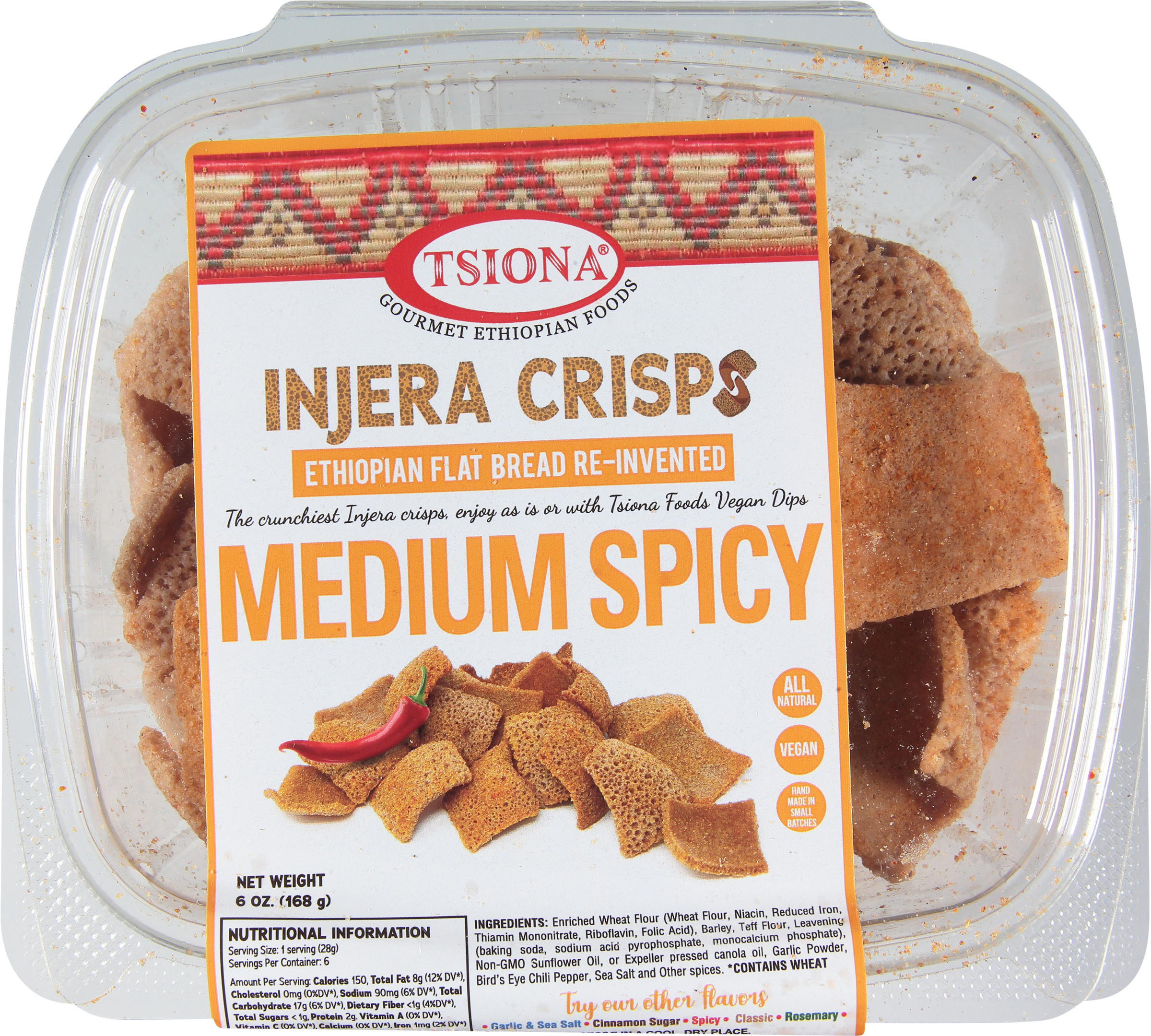 Injera Crisps, Ethiopian Flat Bread, Re-Invented, Medium Spicy