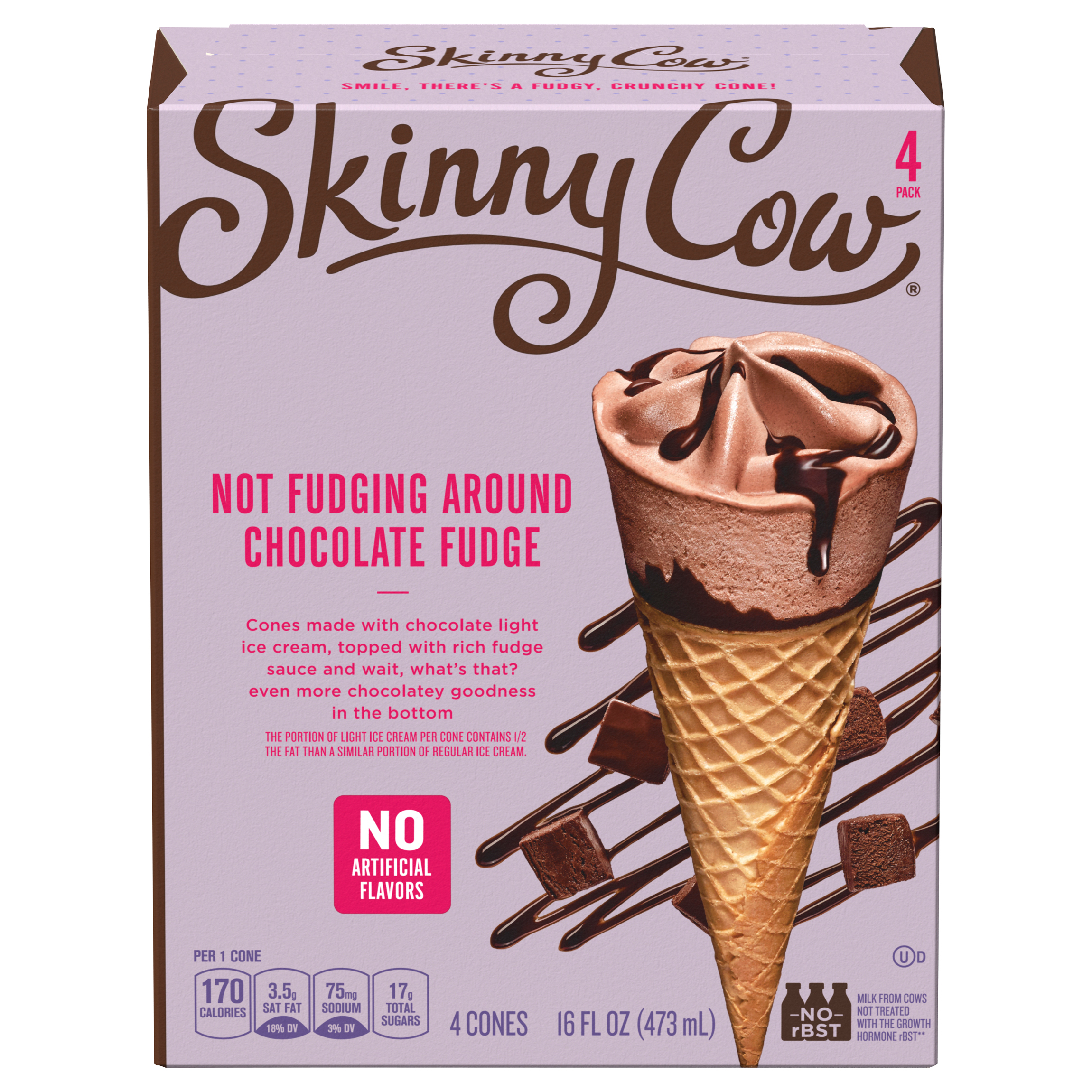 Ice Cream Cones, Not Fudging Around Chocolate Fudge, 4 Pack