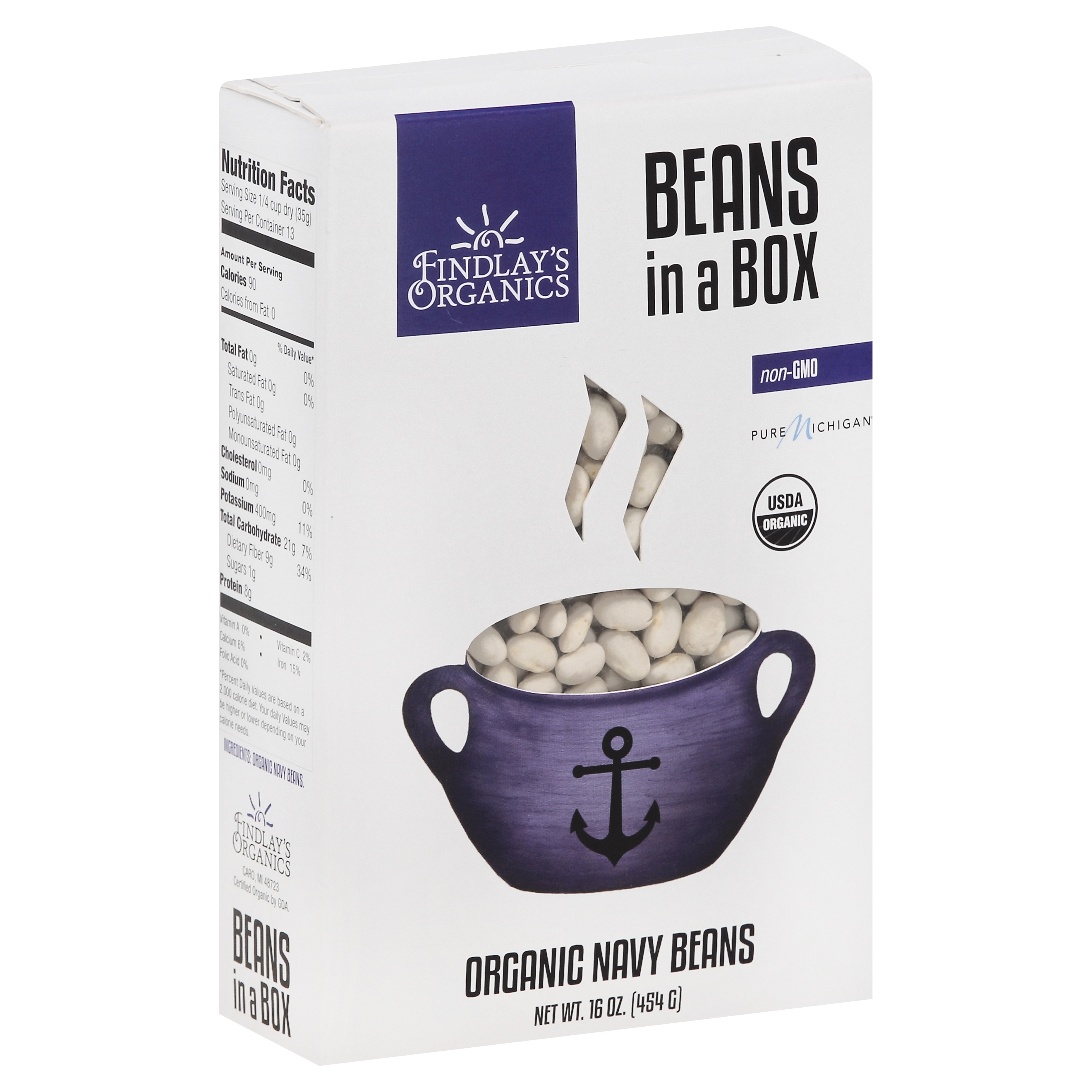 Findlays Organics Navy Beans 16 Oz