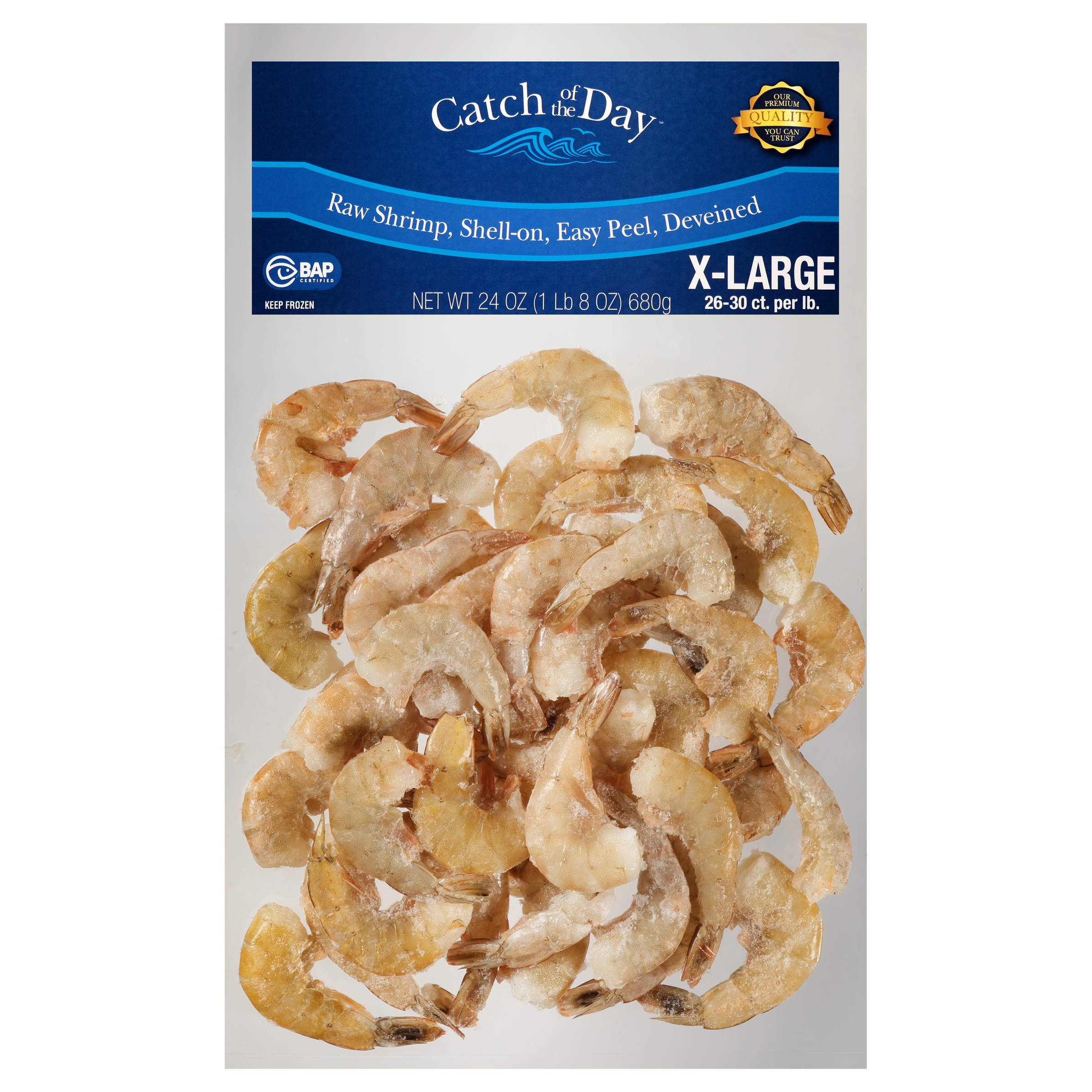 Shrimp, Raw, Shell-On, Easy Peel, Deveined, X-Large