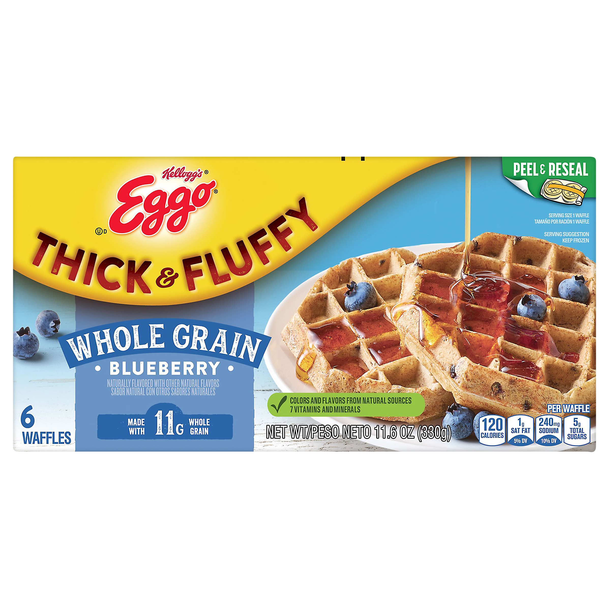 Waffles, Whole Grain, Blueberry, Thick & Fluffy