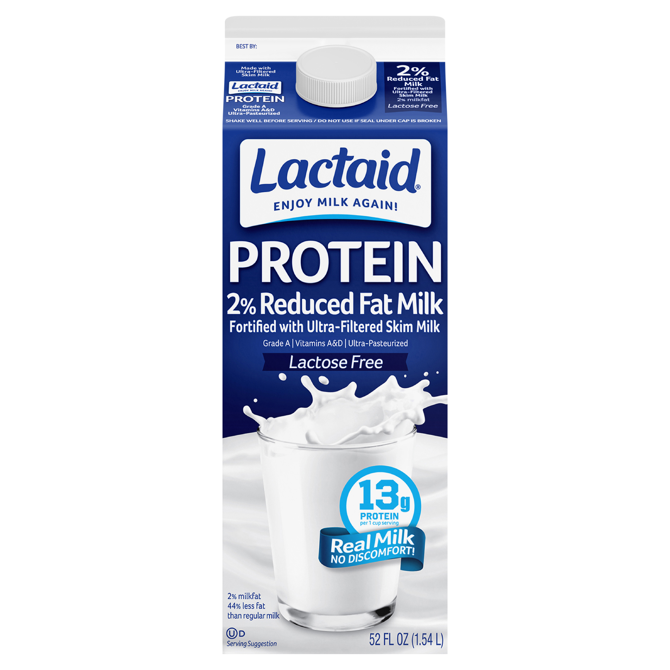 Milk, Protein, Reduced Fat, Lactose Free, Protein, 2% Milkfat
