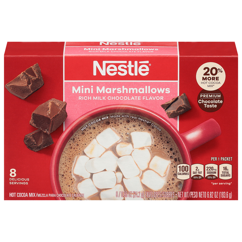 Nestle Mini Marshmallows Rich Milk Chocolate Flavor Hot Cocoa Mix 8 - 0.85 oz Envelopes