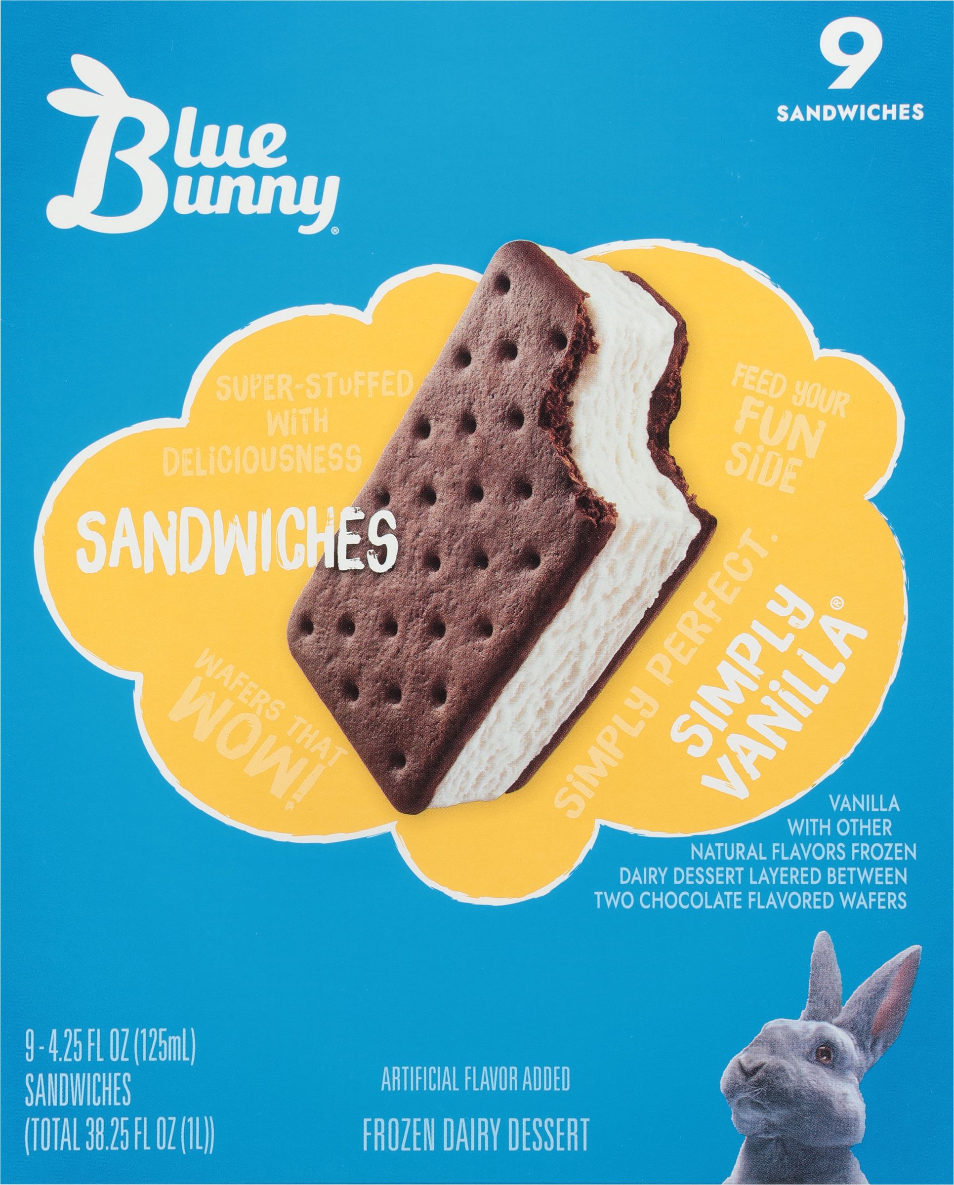 Frozen Dairy Dessert, Simple Vanilla, Sandwiches