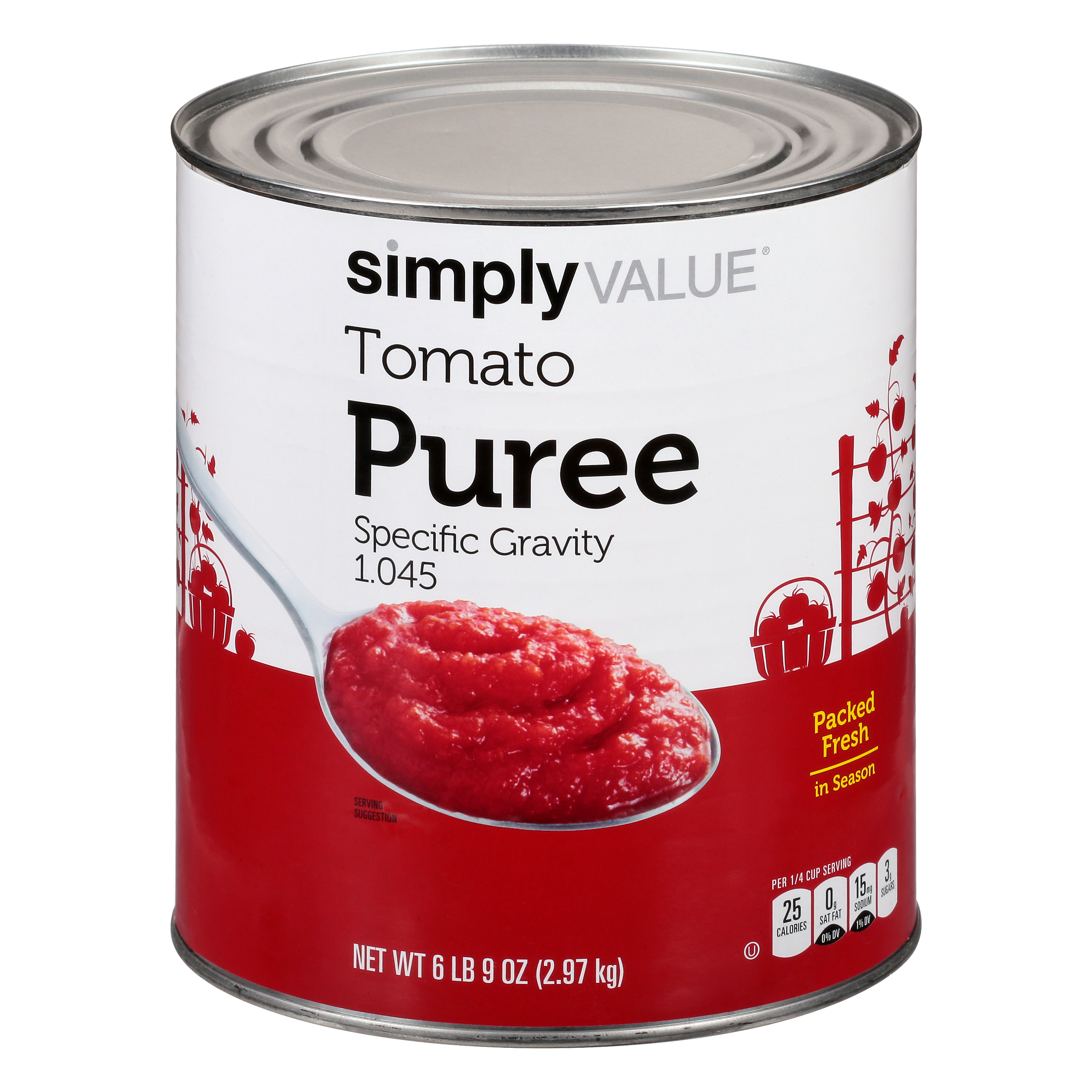 Simply Value Specific Gravity 1.045 Tomato Puree 105 Oz
