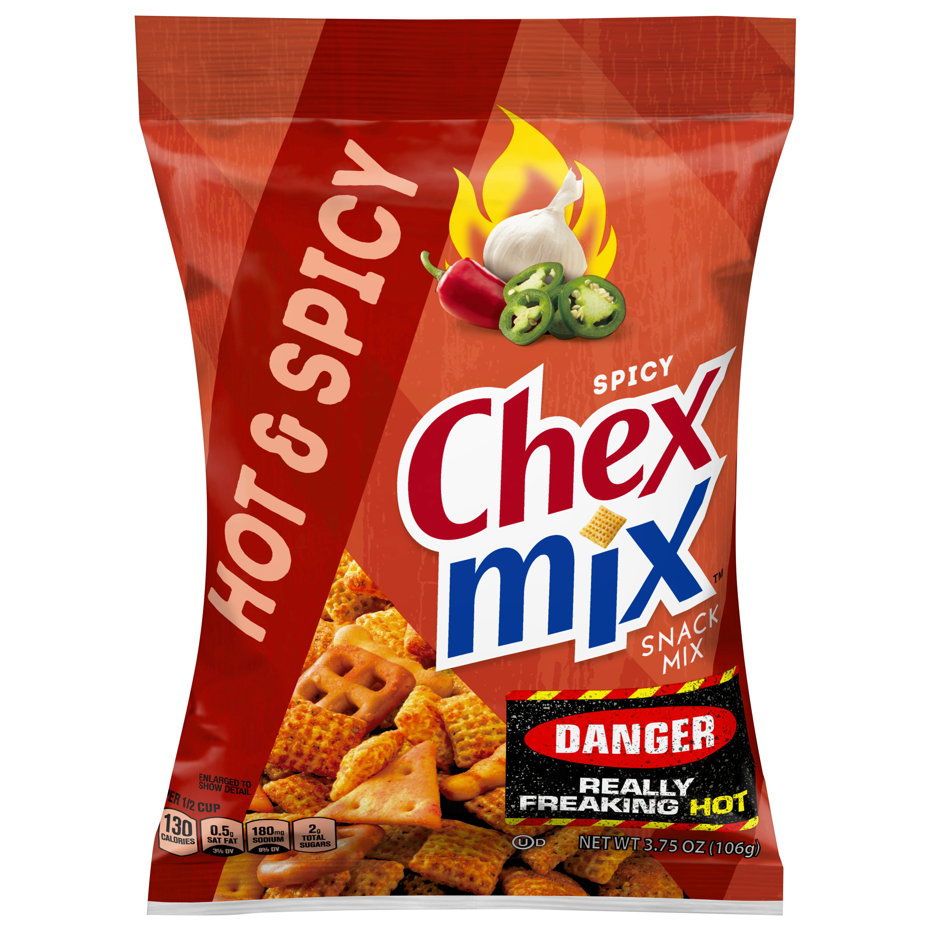 Chex Mix Spicy Snack Mix, Hot 'n Spicy, 3.75 Oz Bag