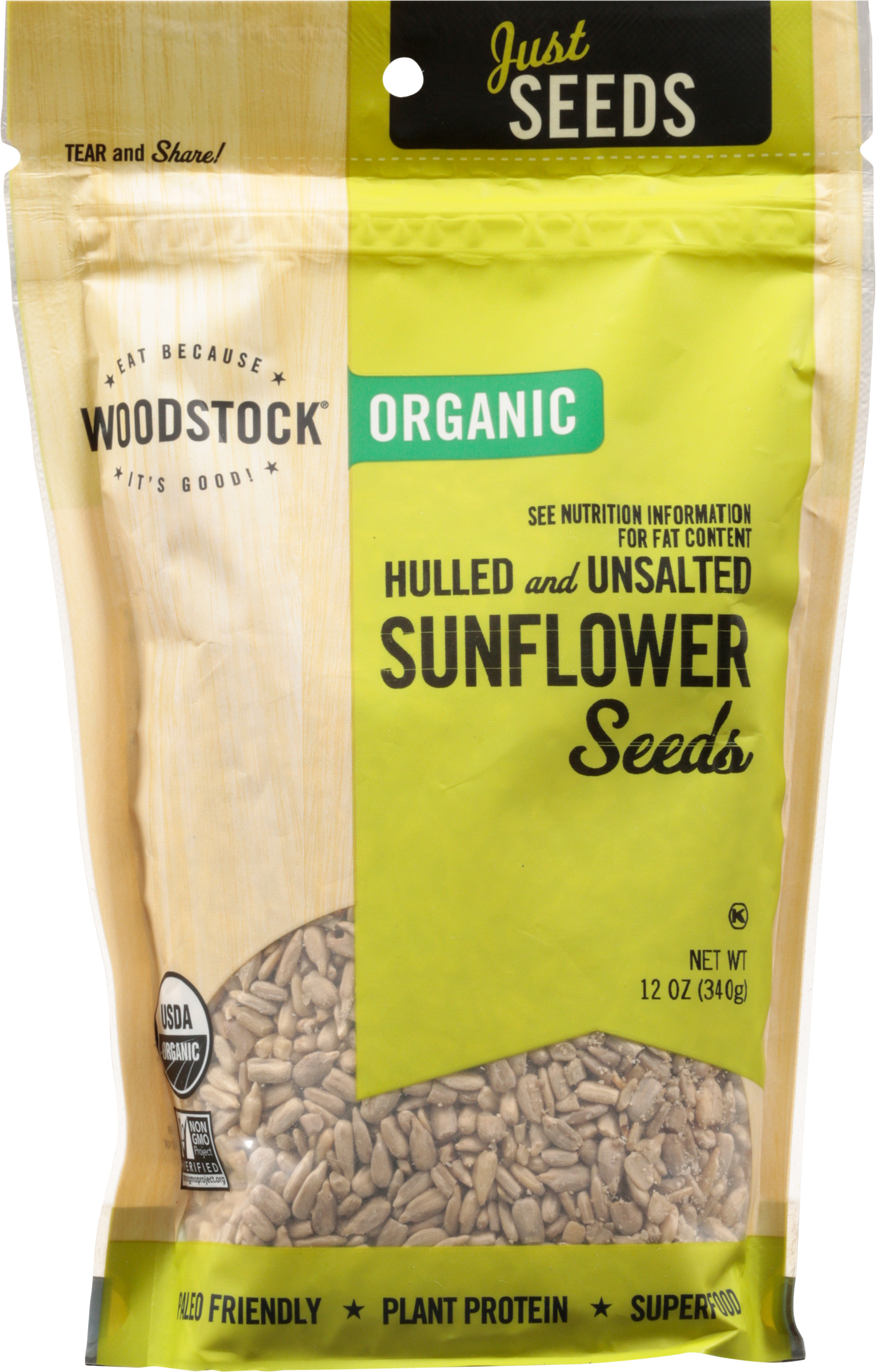 Sunflower Seeds, Organic, Hulled and Unsalted