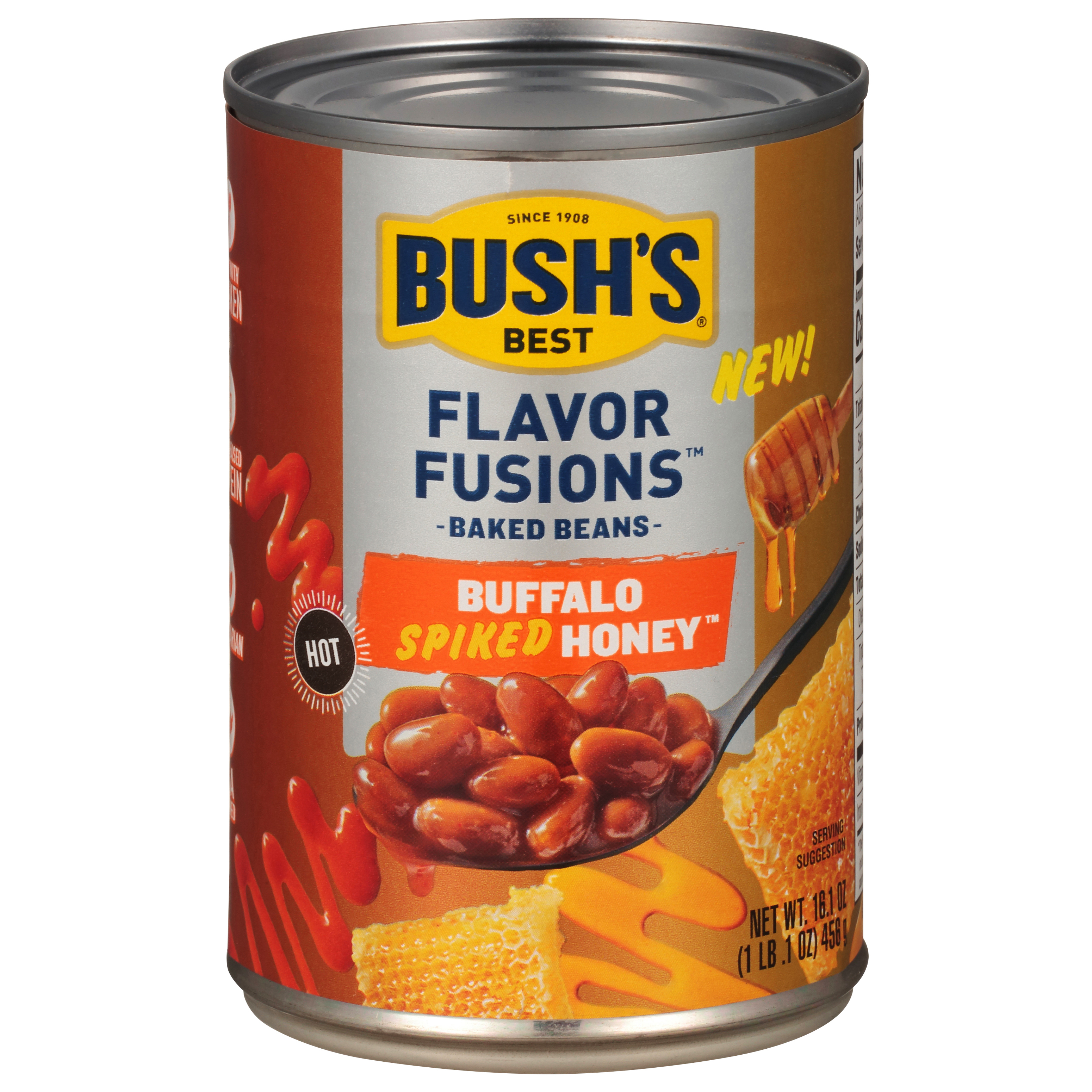 Bush's Best Flavor Fusions Hot Buffalo Spiked Honey Baked Beans 16.1 Oz