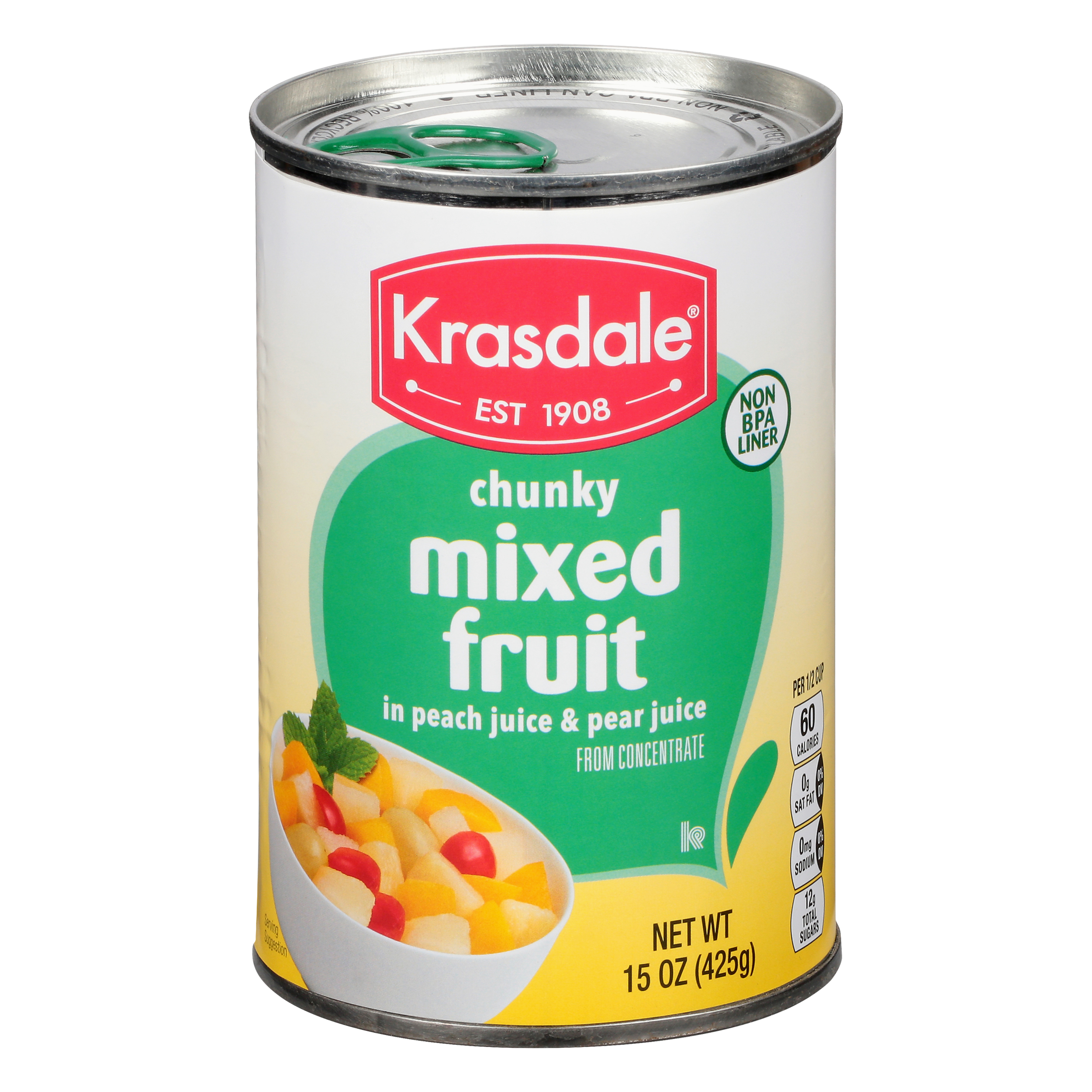 Krasdale Chunky Mixed Fruit In Peach & Pear Juice 15 Oz