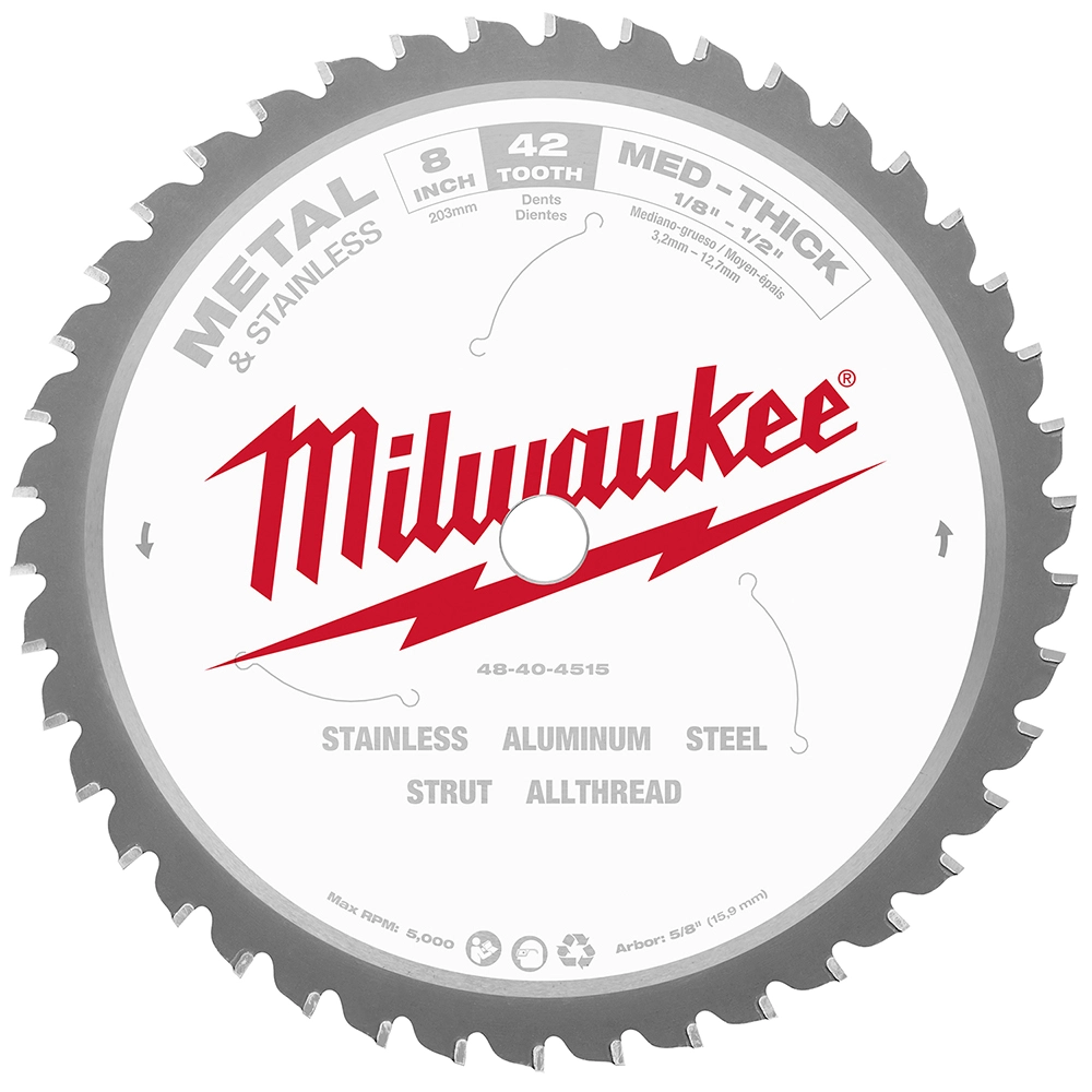 Milwaukee 8" 42T 5/8" Arbor Metal Cutting Blade