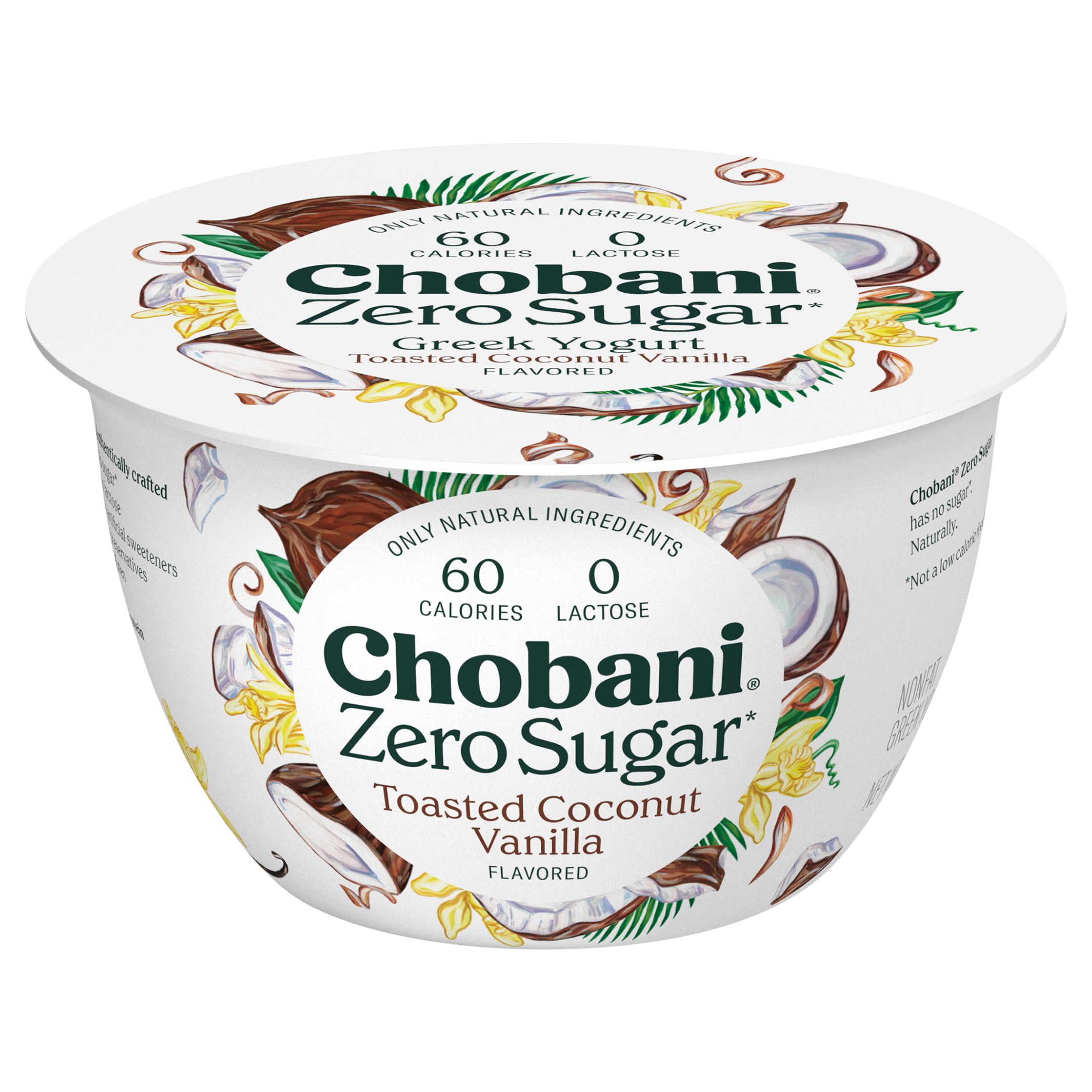 Yogurt, Greek, Nonfat, Zero Sugar, Toasted Coconut Vanilla Flavored