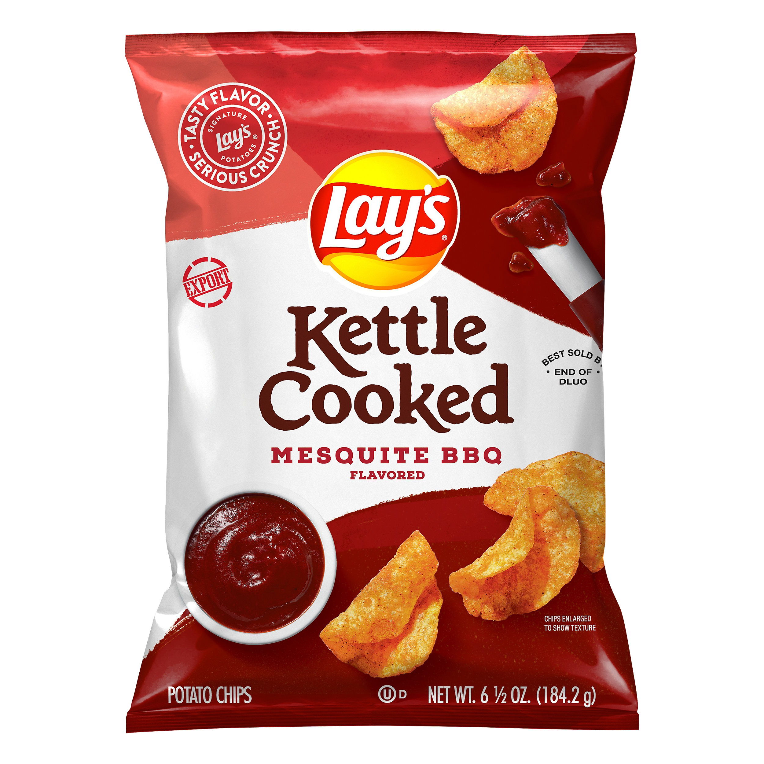 Lays Kettle Cooked Potato Chips Mesquite Bbq Flavored 6.5 Oz