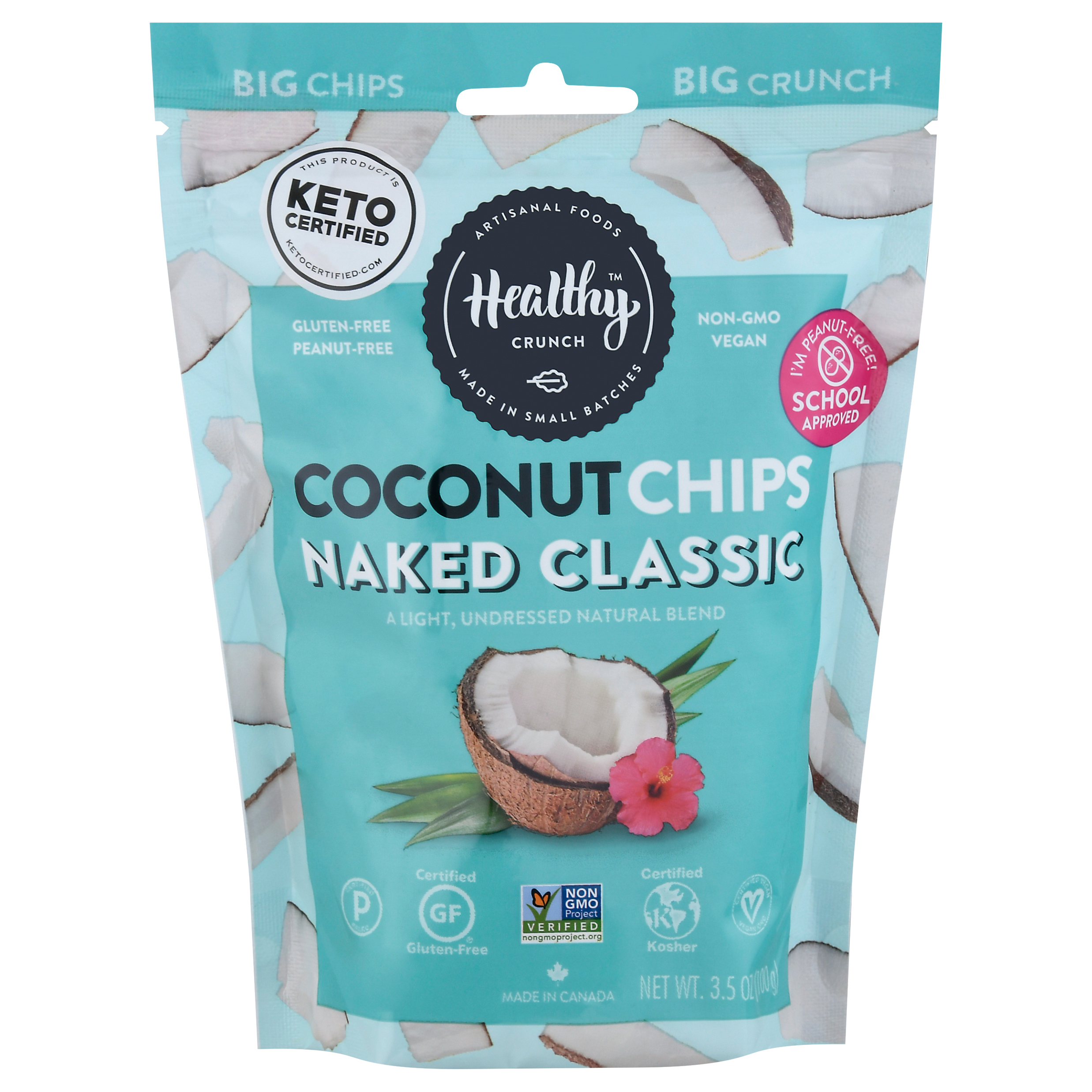 Healthy Crunch Naked Classic Coconut Chips 3.5 Oz