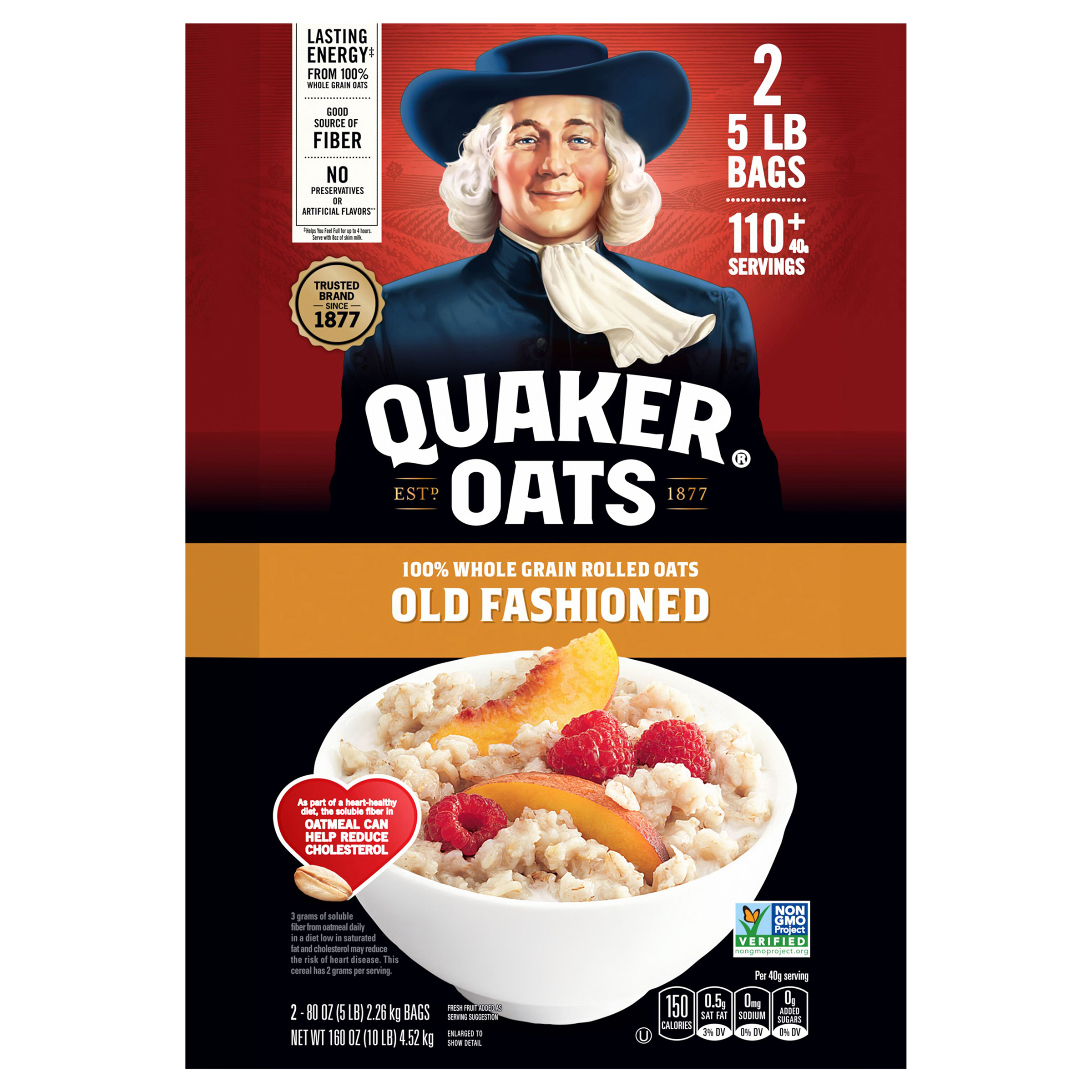 Calories in Oats, Old Fashioned, 100% Wole Grain, Rolled from Quaker Oats