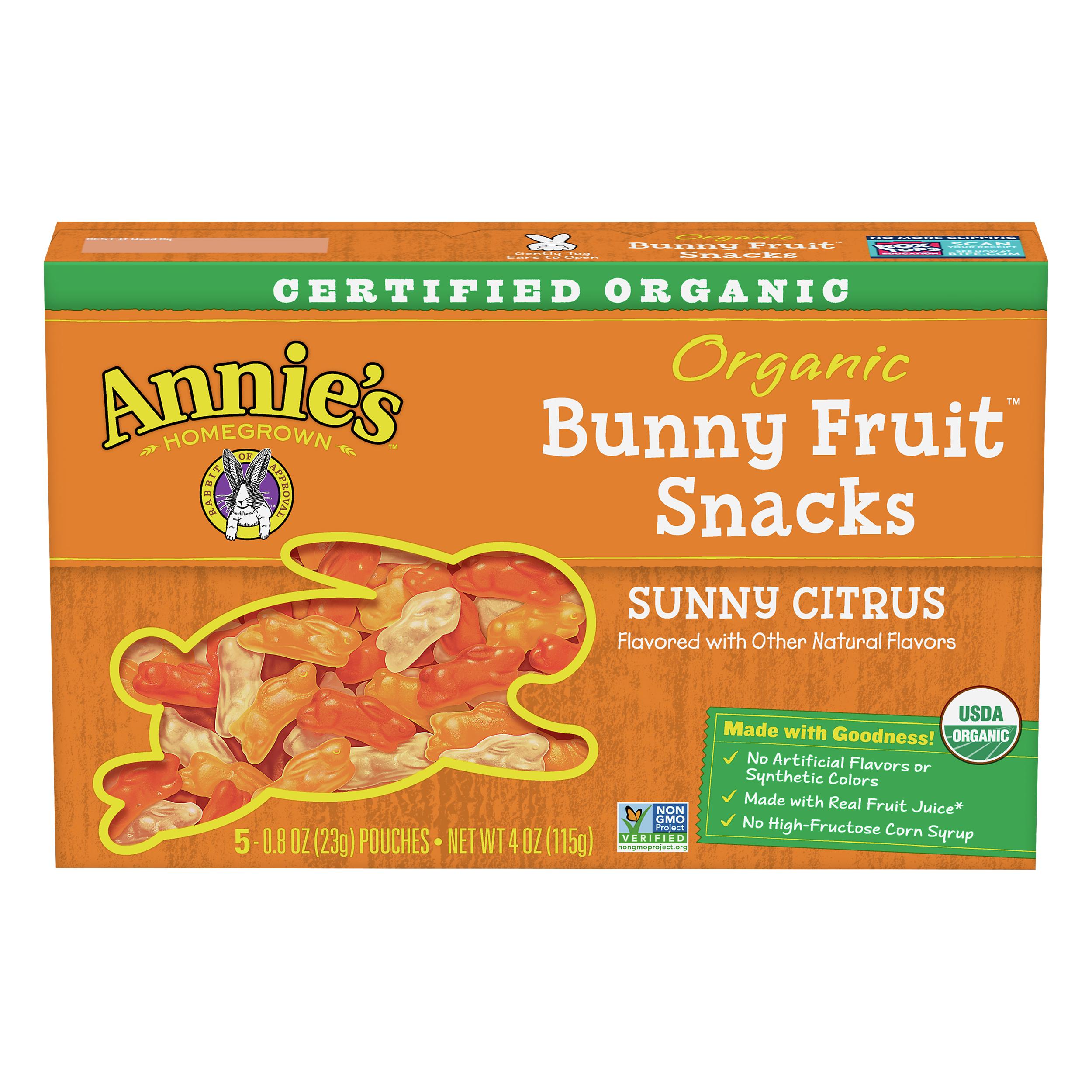Annie's Homegrown Organic Sunny Citrus Bunny Fruit Snacks 5 Ea