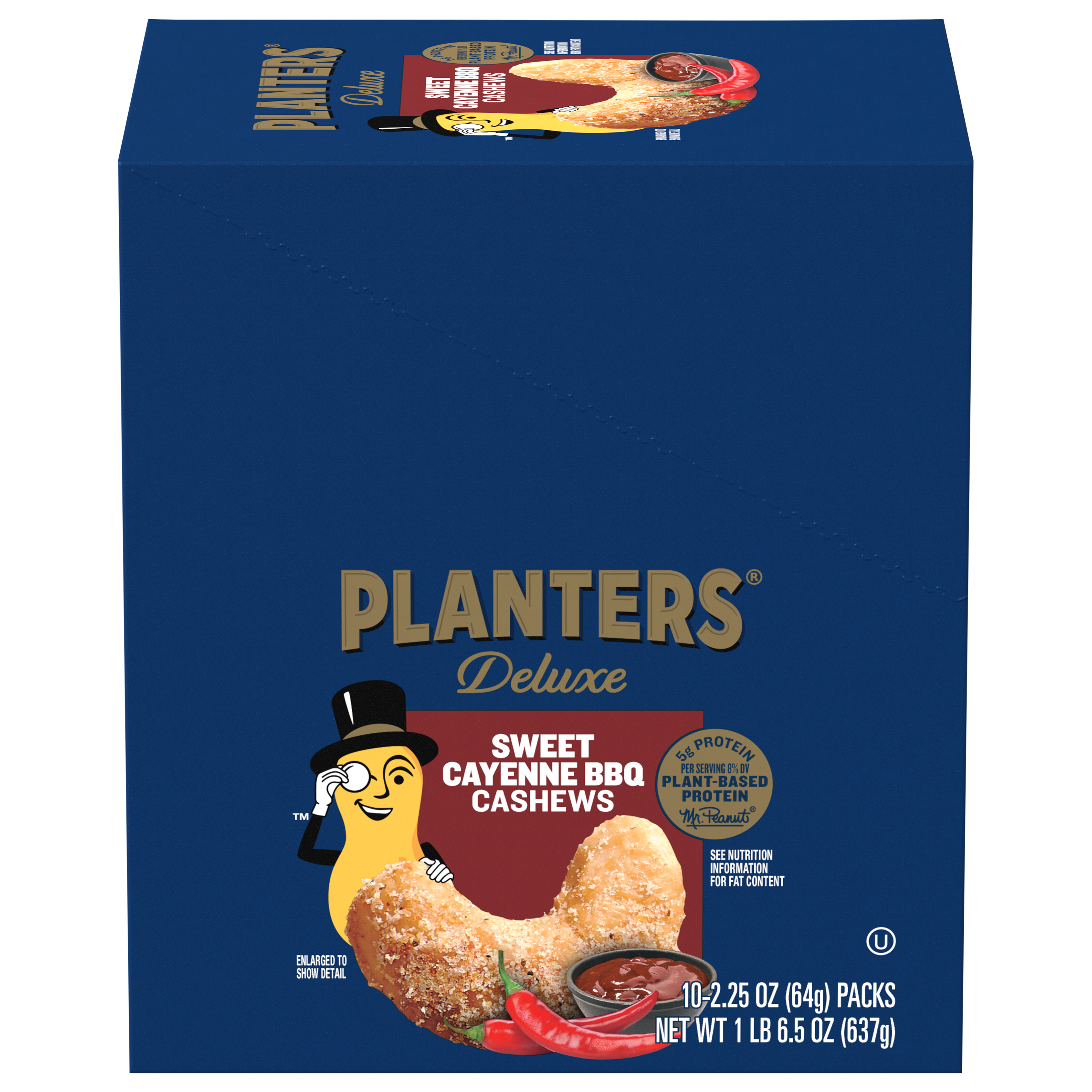 Planters Deluxe Sweet Cayenne Bbq Cashews 10 - 2.25 Oz Packs