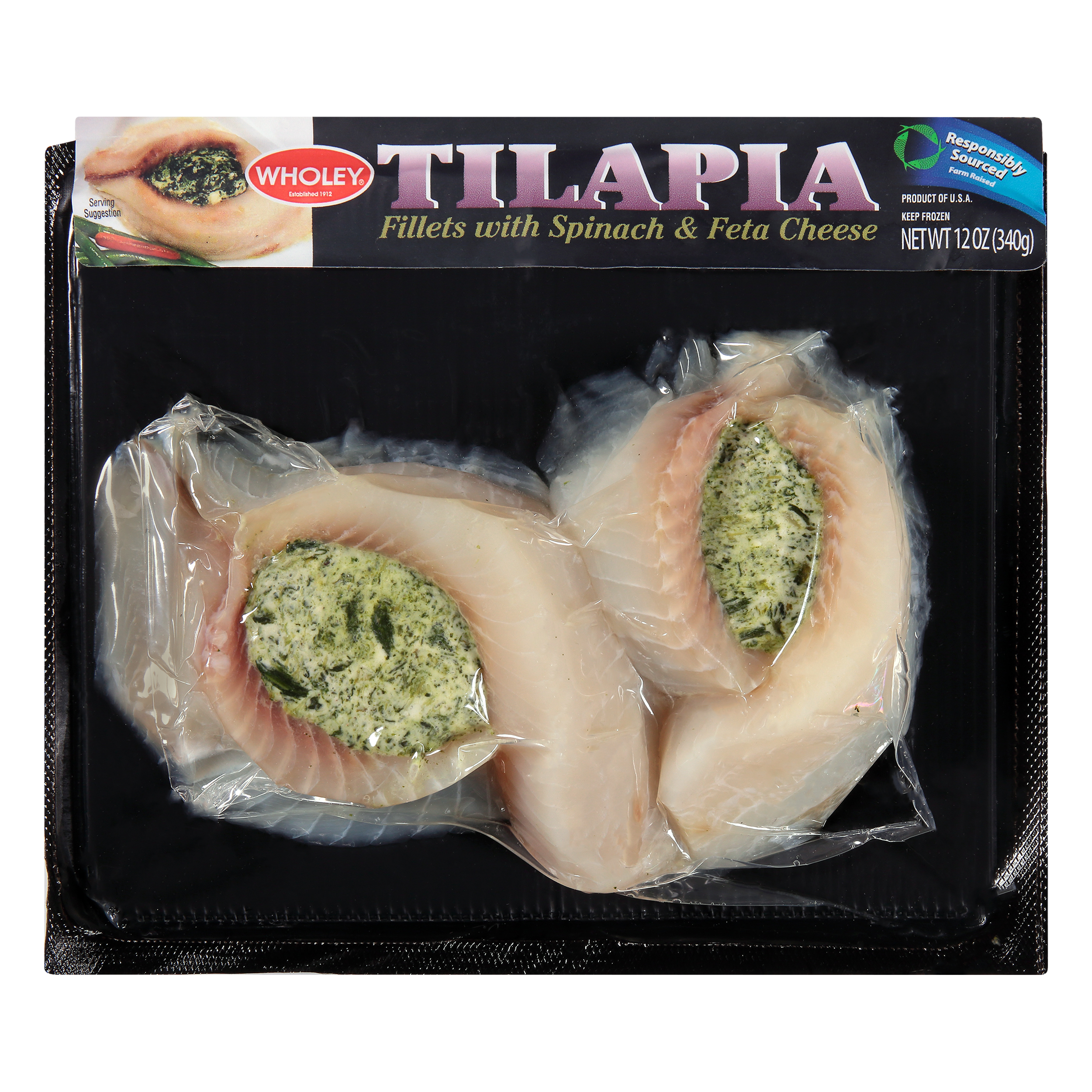 Wholey Fillets With Spinach & Feta Cheese Tilapia 12 Oz