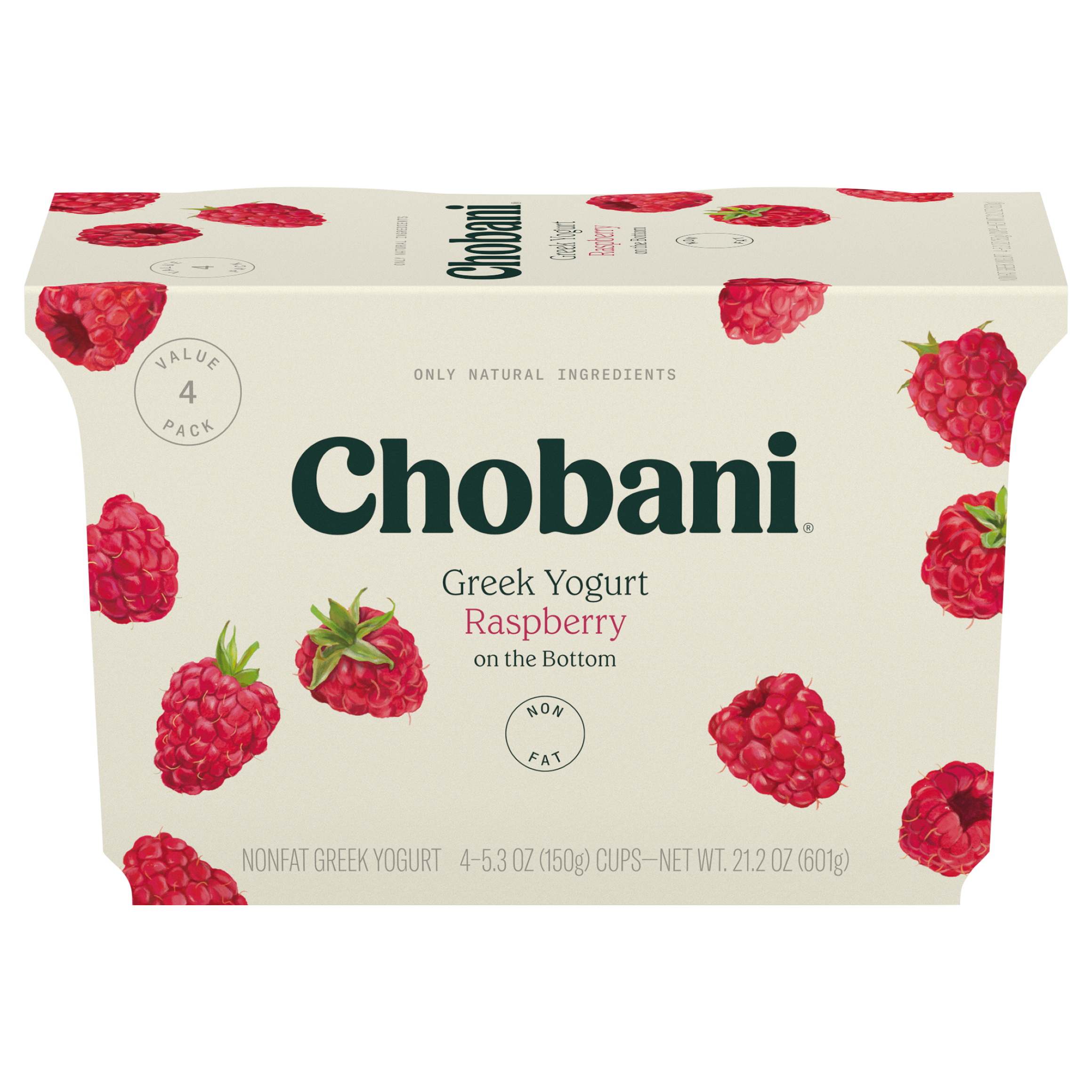 Yogurt, Greek, Nonfat, Raspberry on the Bottom, Value 4 Pack