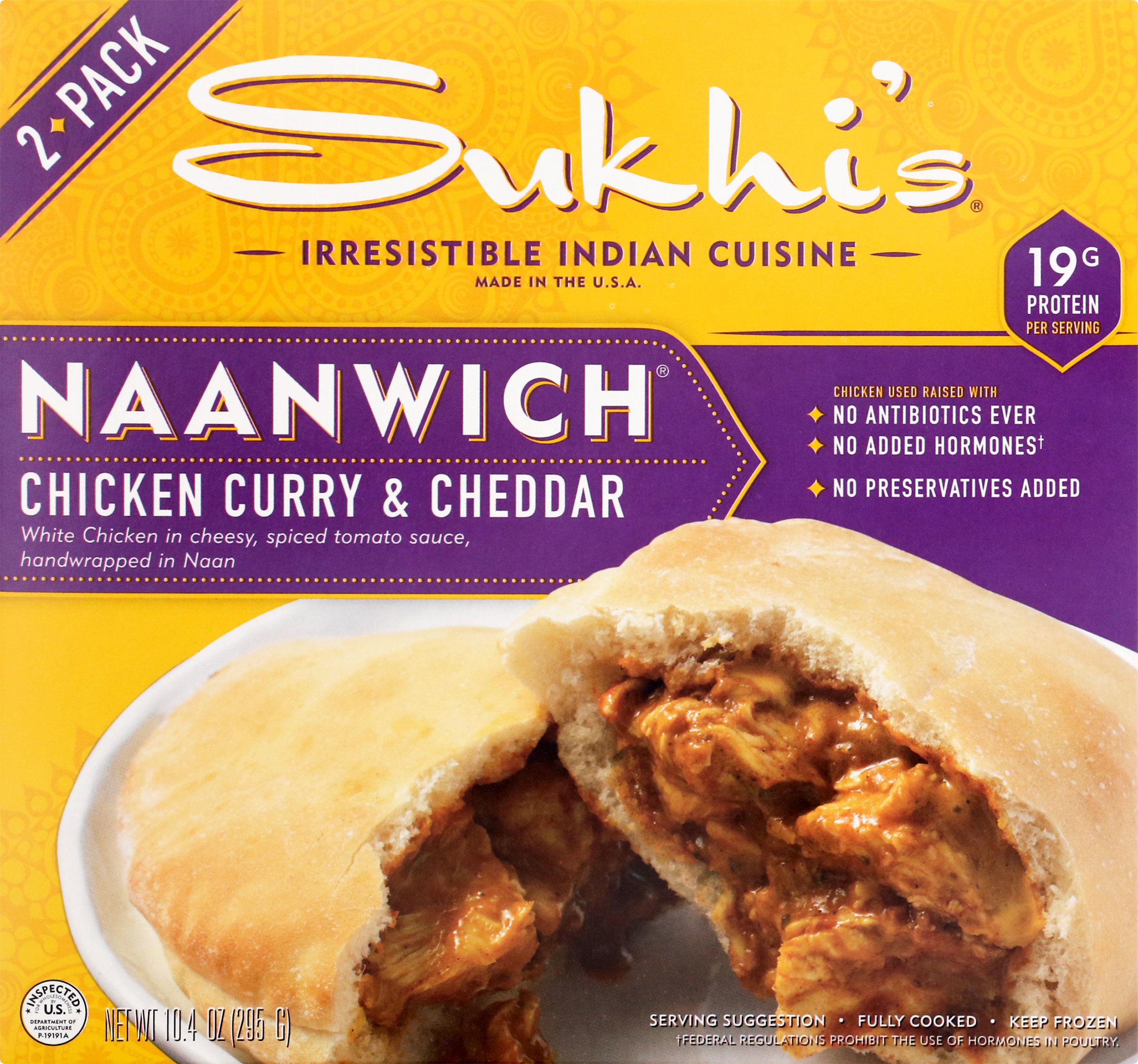Naanwich, Chicken Curry & Cheddar, 2 Pack