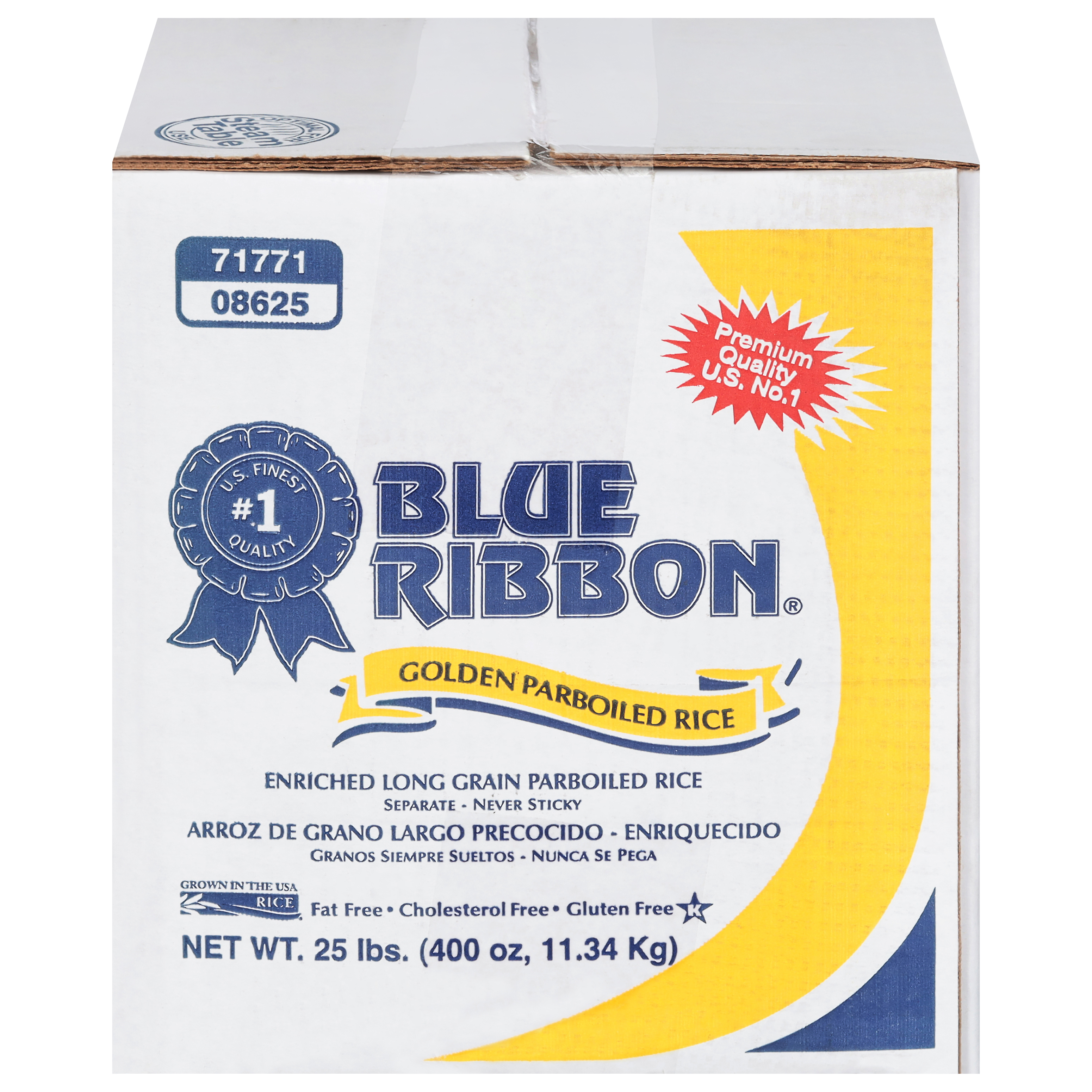 Blue Ribbon Long Grain Enriched Golden Parboiled Rice 25 Lb