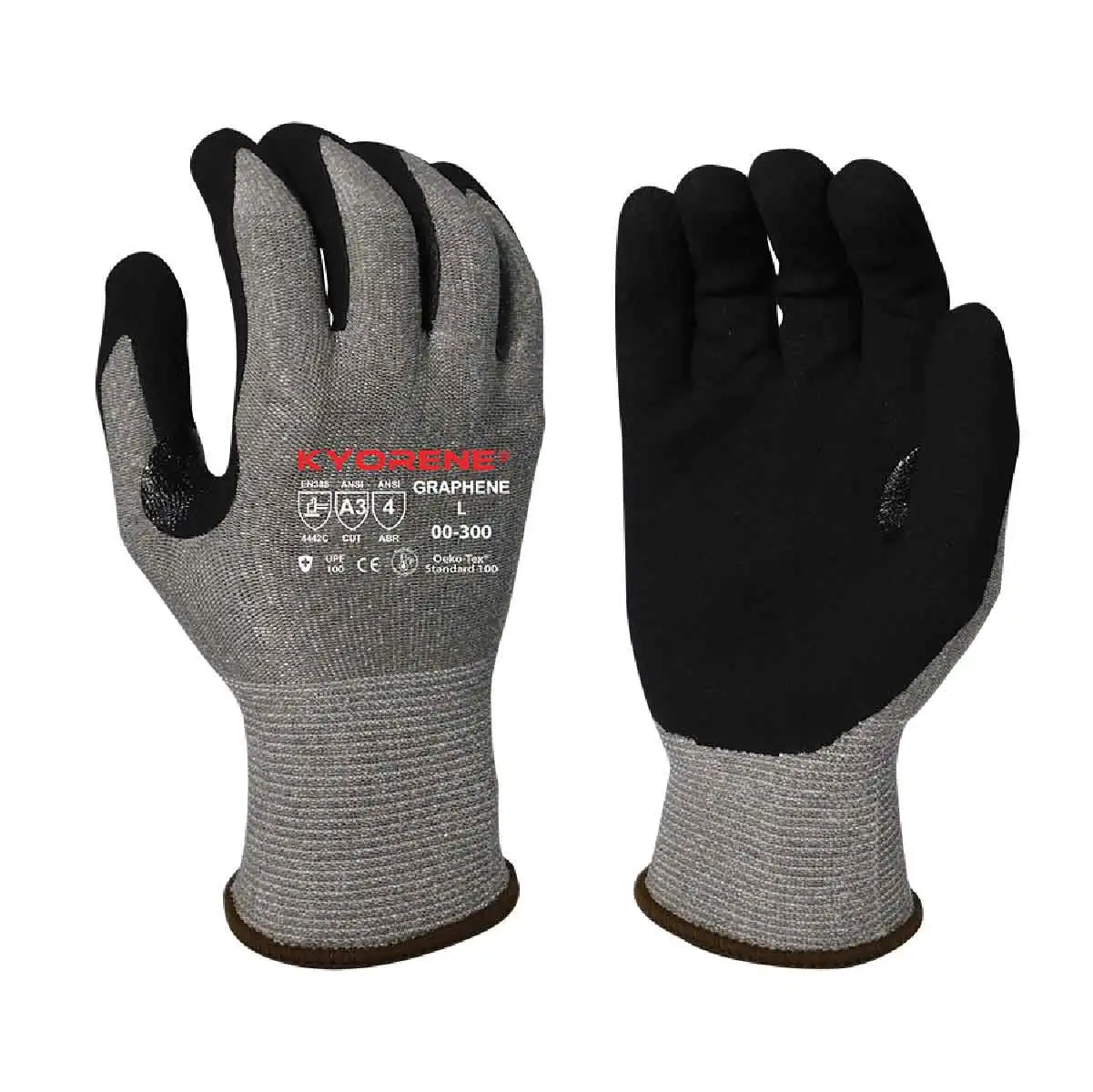 Armor Guys 00-300 MED Gray 13g Kyorene Graphene Liner with Black HCT Microfoam Nitrile Palm Coating Glove