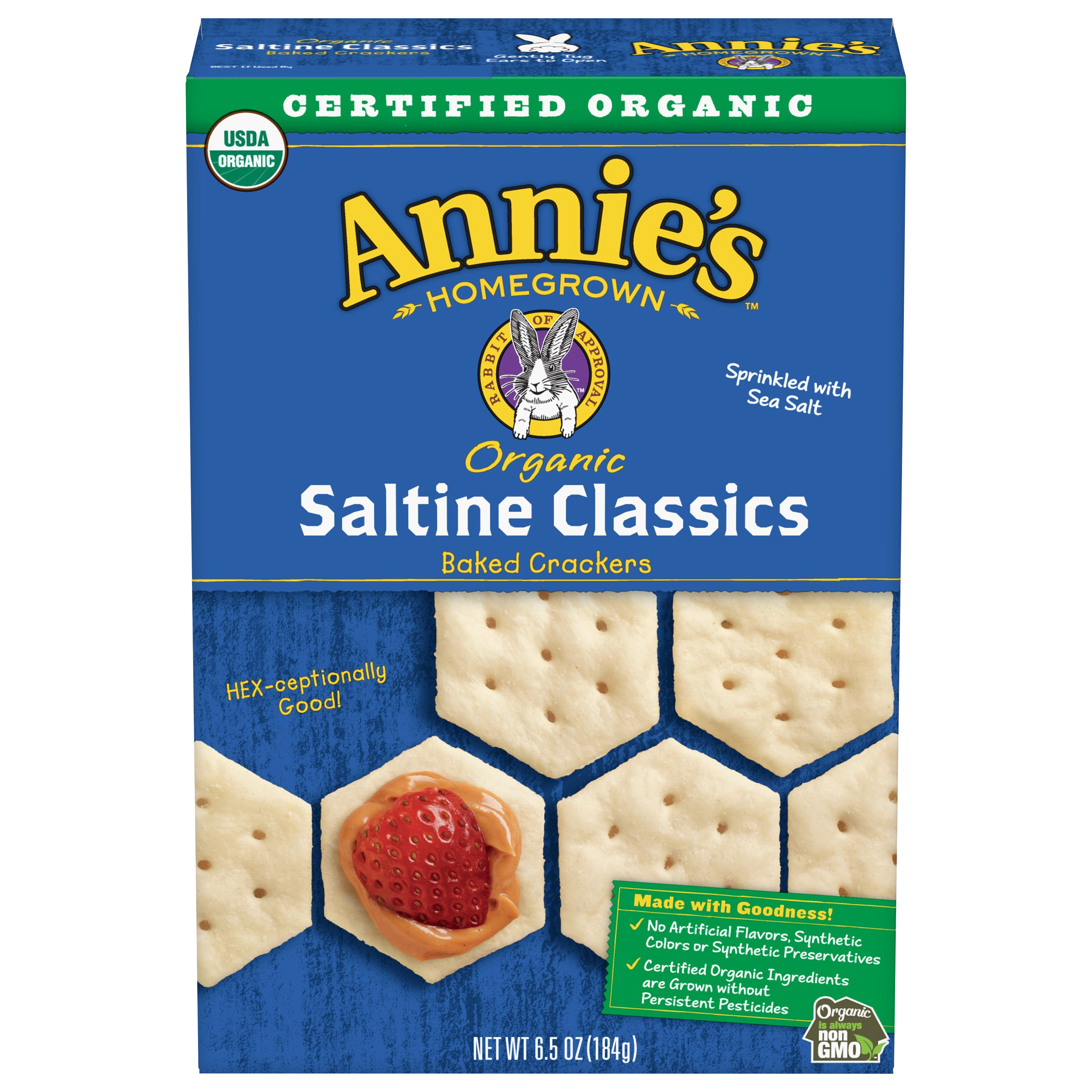 Annie's Organic Baked Saltine Classics Crackers 6.5 Oz Box