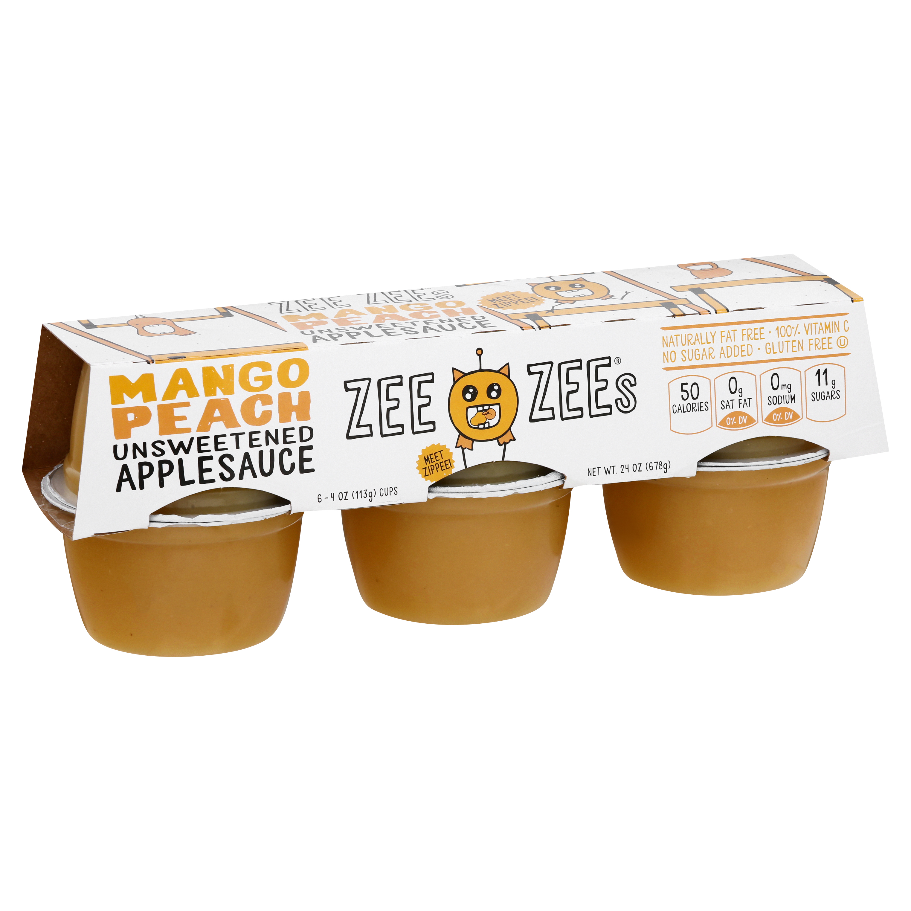 Zee Zees Unsweetened Mango Peach Applesauce 6 Ea